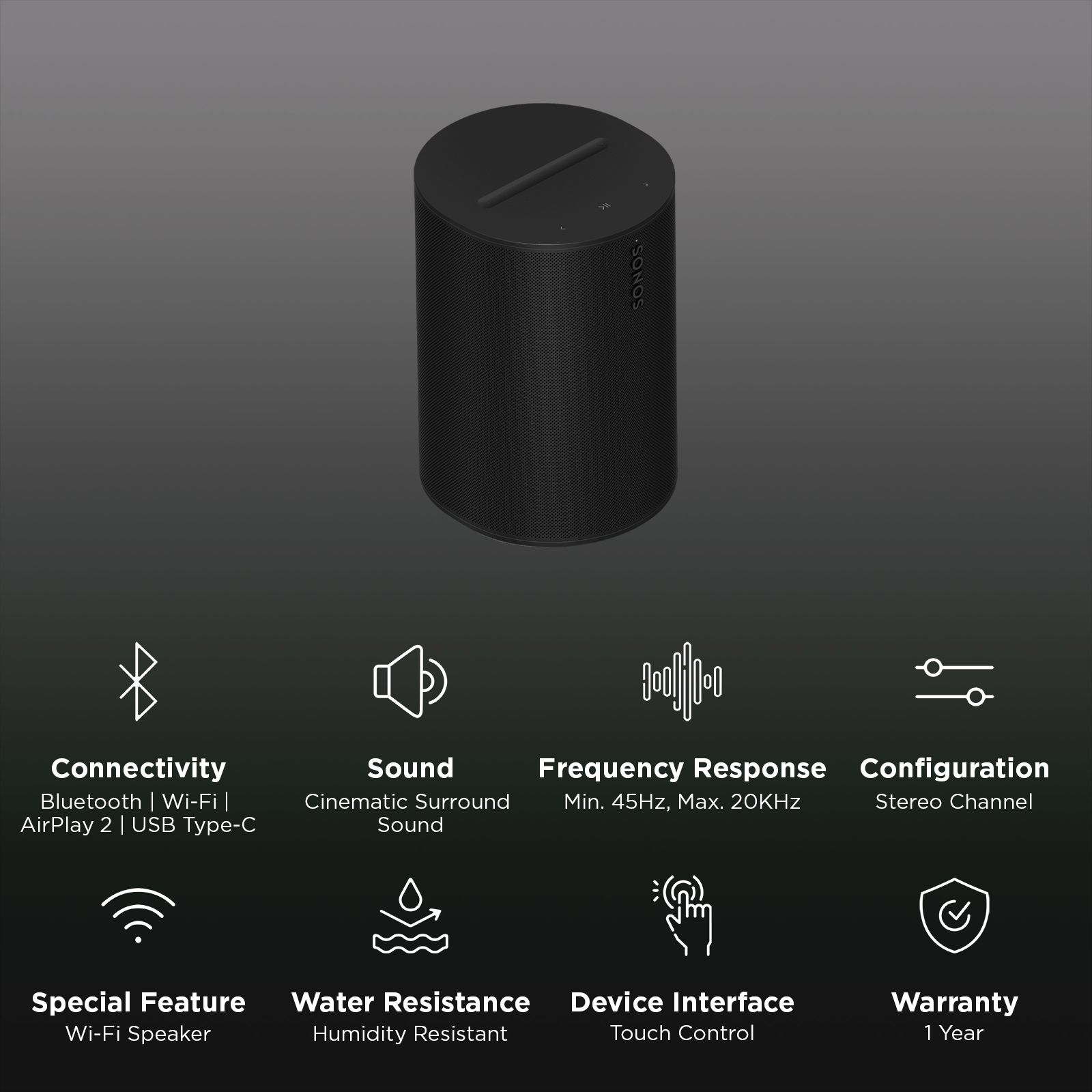 Sonos Era 100 SL Smart Wi-Fi Speaker (Humidity Resistant, Black) Sonos Era 100 SL Smart Wi-Fi Speaker (Humidity Resistant, Black)_2