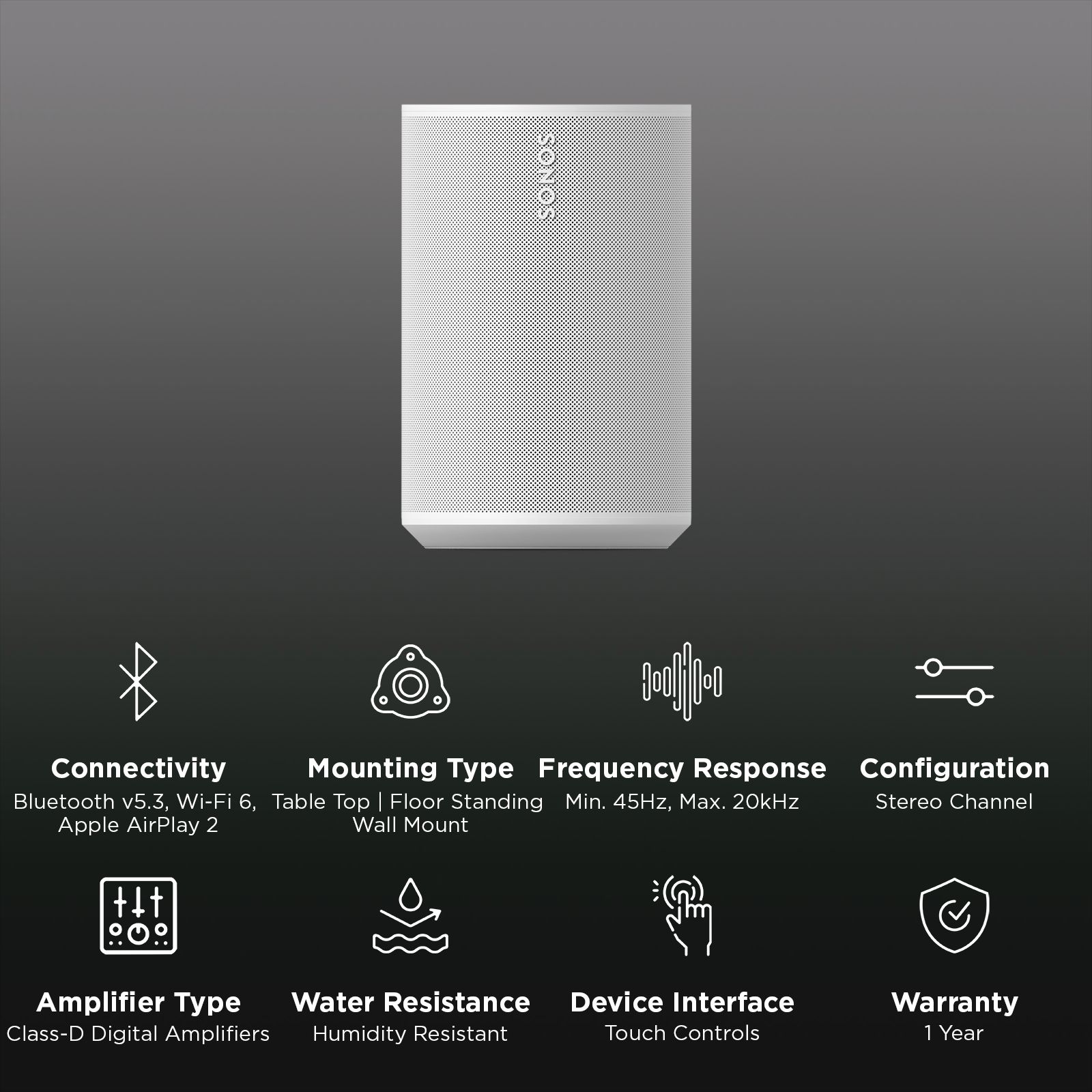SONOS Era 100 SL Smart Wi-Fi Speaker (Humidity Resistant, White) SONOS Era 100 SL Smart Wi-Fi Speaker (Humidity Resistant, White)_2