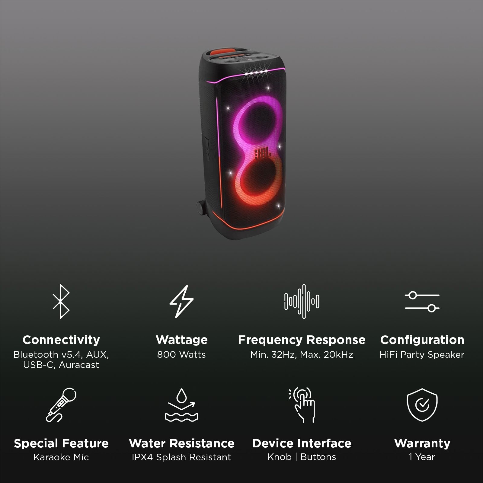 JBL PARTYBOX 720 800W RMS Bluetooth Party Speaker (Futuristic Lightshow, HiFi, Black)_2