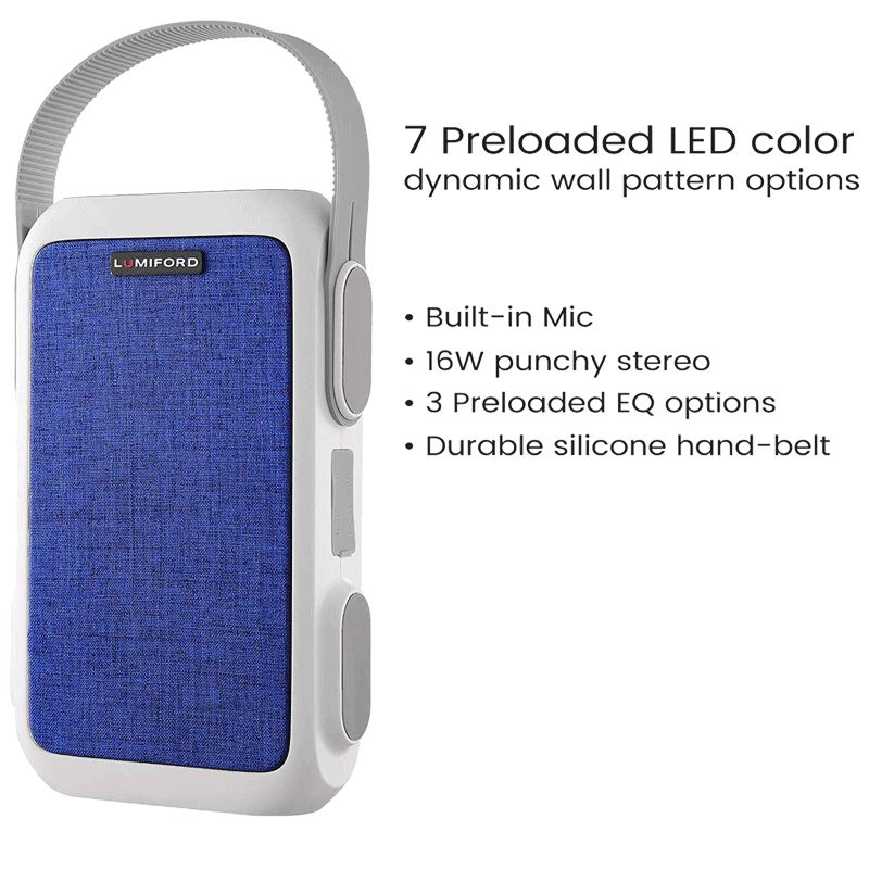 LUMIFORD GoFash Broadway 16W Portable Bluetooth Speakers (IPX5 Water Resistant, 2.1 Channel, Blue) LUMIFORD GoFash Broadway 16W Portable Bluetooth Speakers (IPX5 Water Resistant, 2.1 Channel, Blue)_5