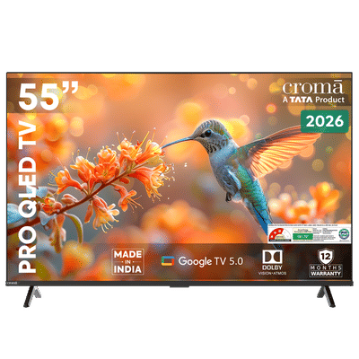 Croma Pro 140 cm (55 inch) 3 Star QLED 4K Ultra HD Smart Google TV with A+ Grade Panel (2026 model)