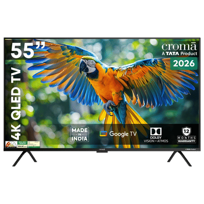 Croma 140 cm (55 inch) QLED 4K Ultra HD Smart
                      Google TV with Google Voice Assistant (2026
                      Model)