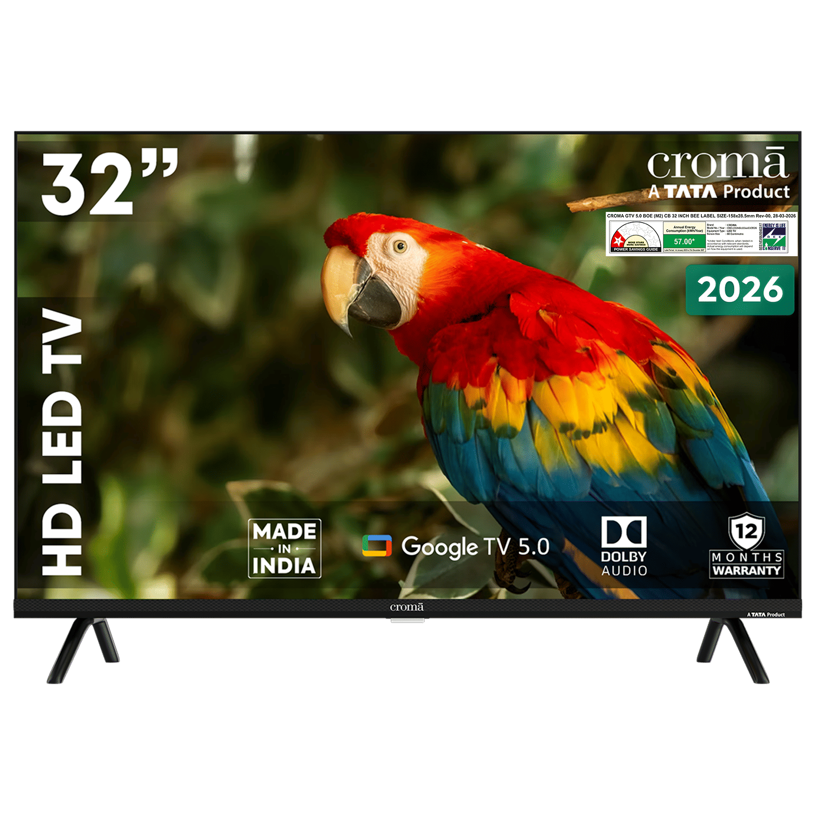 Croma 80cm (32 inch) HD LED Smart Google TV 5.0 with Dolby Audio (2026 Model)_1
