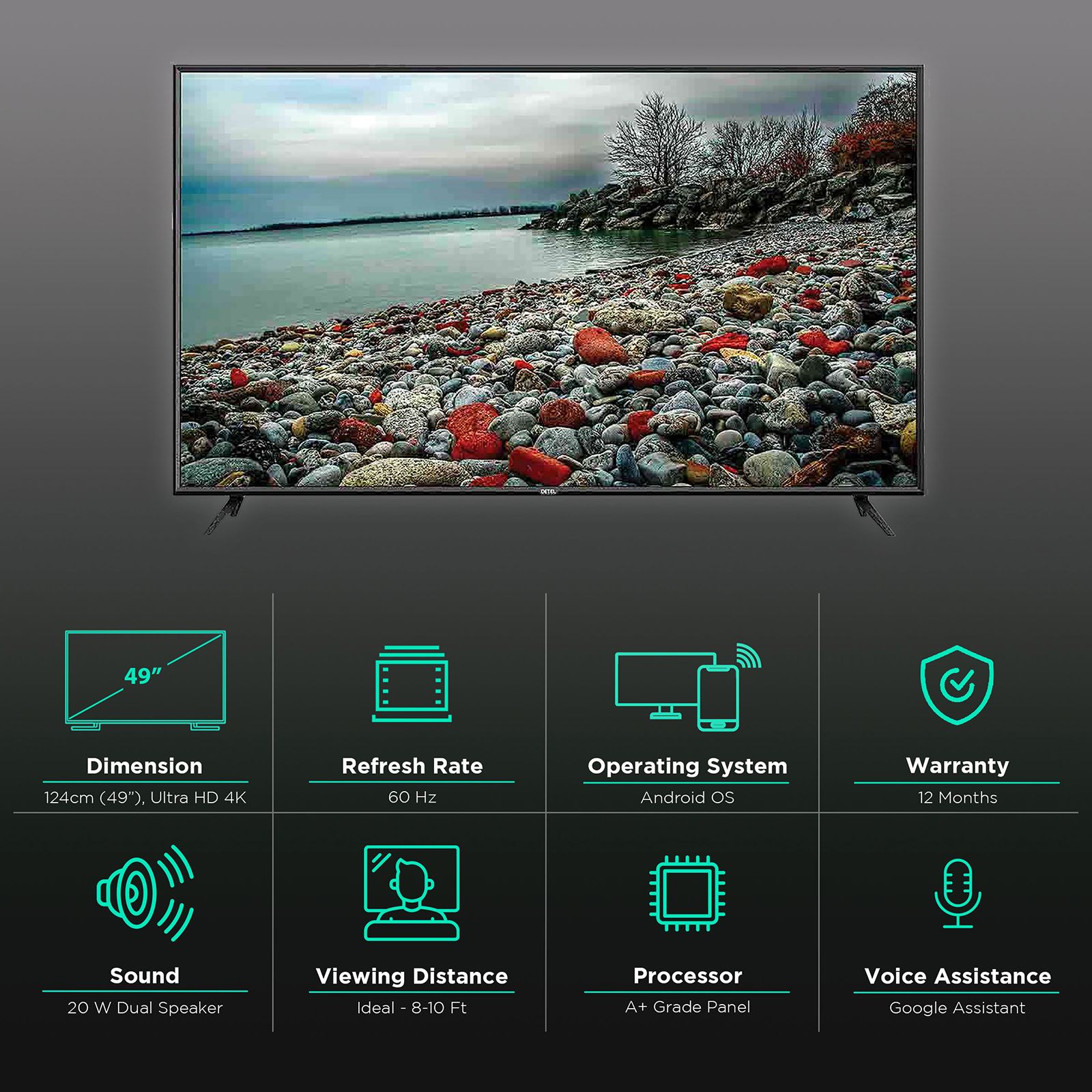 DETEL 124 cm (49 inch) 4K Ultra HD LED Android TV with Google Assistant (2019 model) DETEL 124 cm (49 inch) 4K Ultra HD LED Android TV with Google Assistant (2019 model)_2