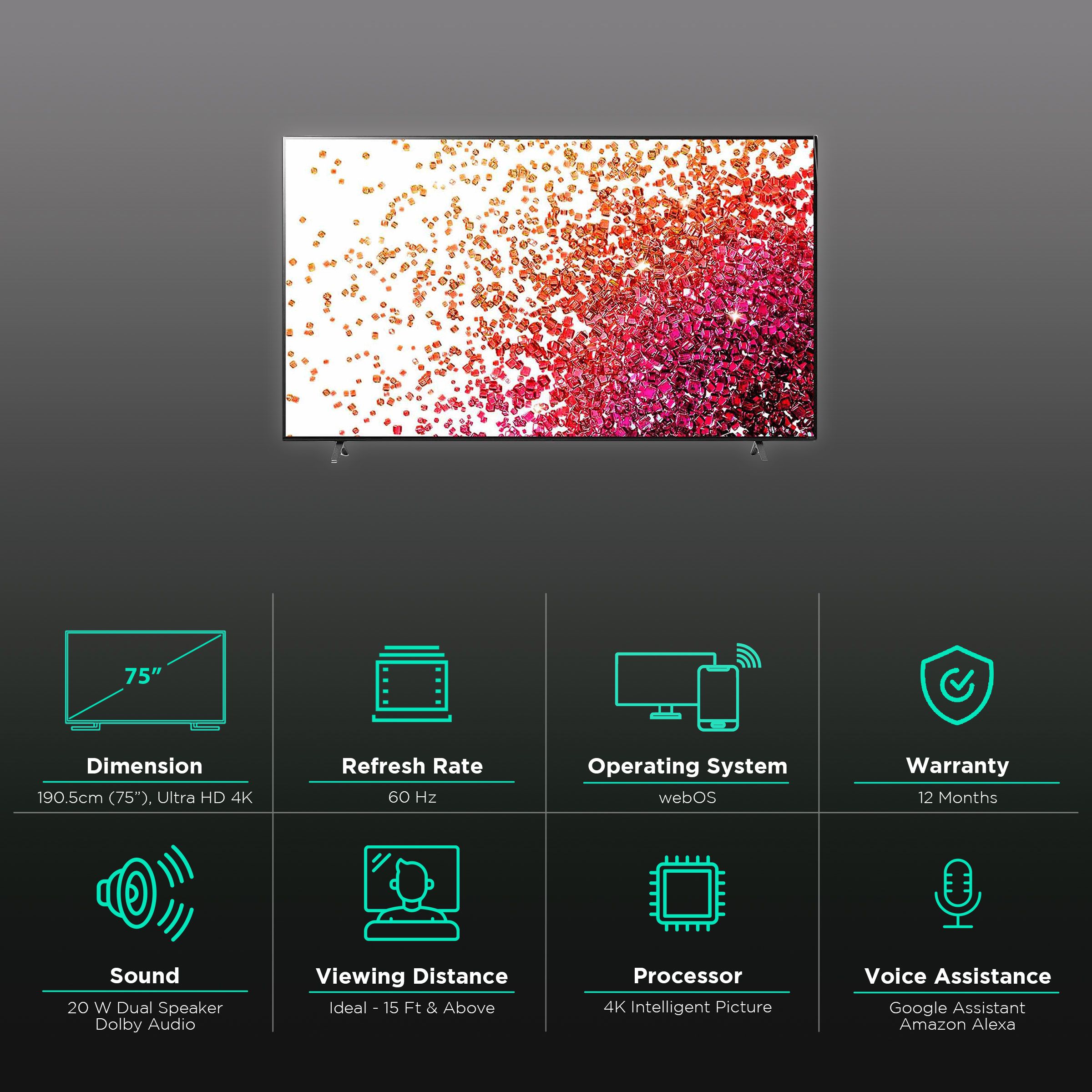 LG Nano75 190 cm (75 inch) 4K Ultra HD Nano Cell WebOS TV with Alexa Compatibility_3