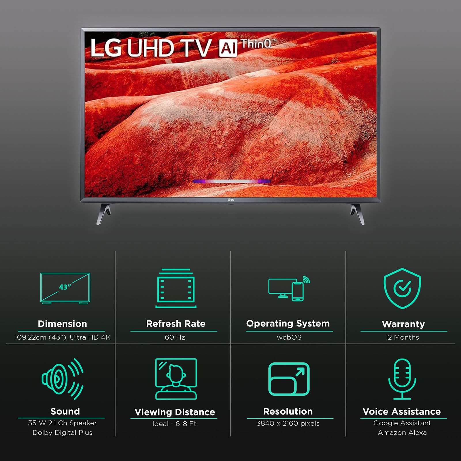 LG UM77 109 cm (43 inch) 4K Ultra HD LED WebOS TV with Alexa Compatibility (2021 model) LG UM77 109 cm (43 inch) 4K Ultra HD LED WebOS TV with Alexa Compatibility (2021 model)_3
