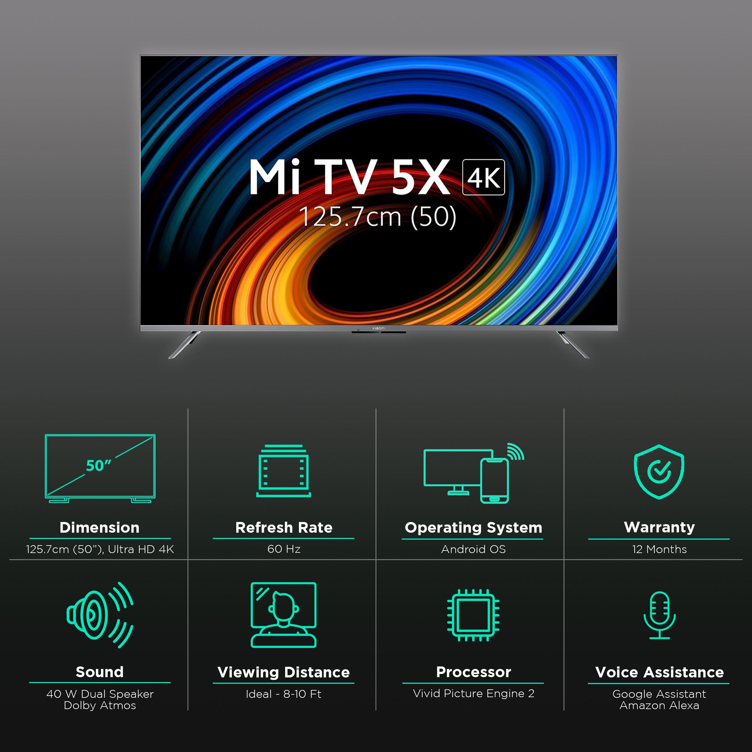 Mi 5X 125.7 cm (50 inch) 4K Ultra HD LED Android TV with Alexa Compatibility (2021 model) Mi 5X 125.7 cm (50 inch) 4K Ultra HD LED Android TV with Alexa Compatibility (2021 model)_3