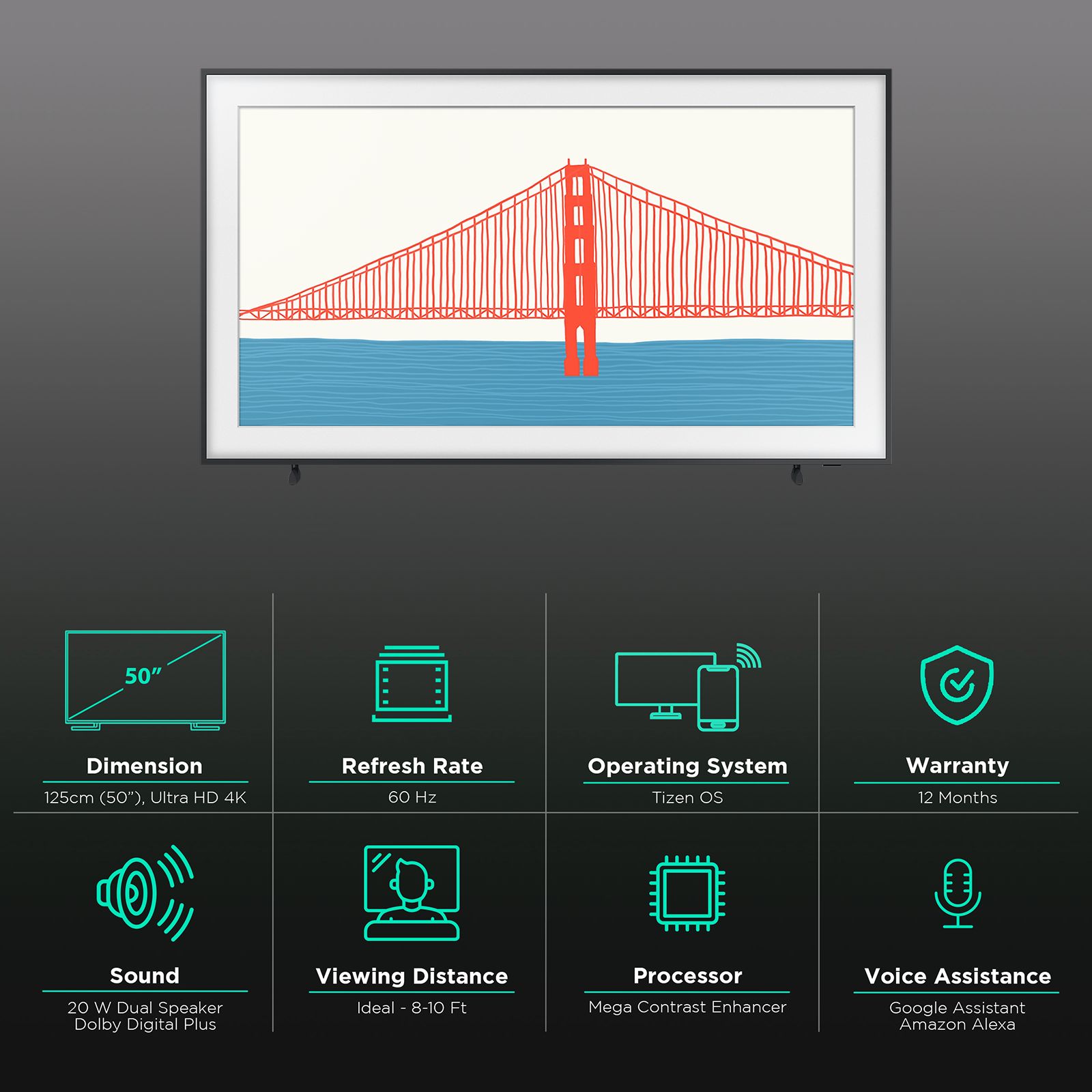 SAMSUNG LS Frame Series 125 cm (50 inch) QLED 4K Ultra HD Tizen TV with Alexa Compatibility (2021 model) SAMSUNG LS Frame Series 125 cm (50 inch) QLED 4K Ultra HD Tizen TV with Alexa Compatibility (2021 model)_3
