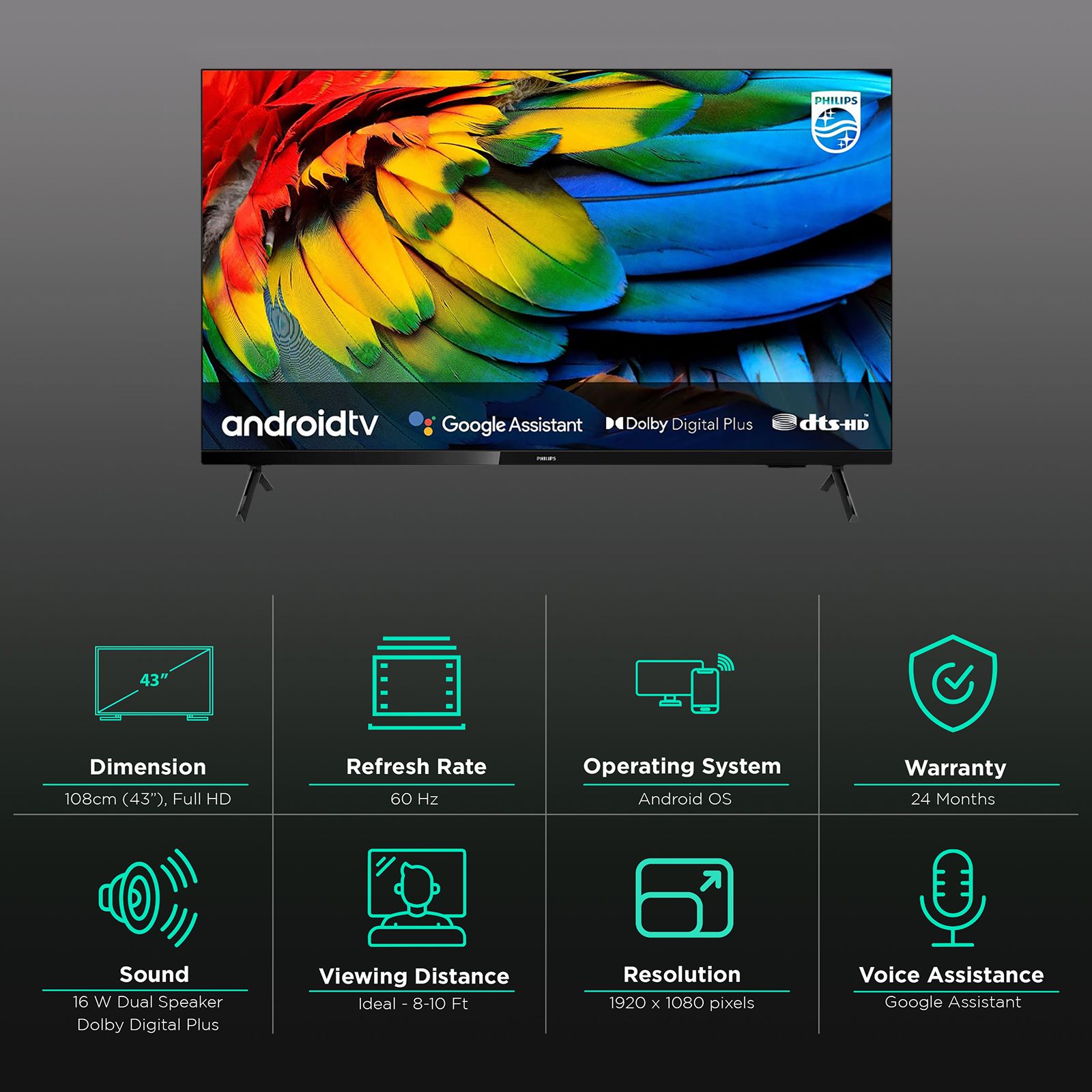 PHILIPS 6900 Series 109 cm (43 inch) Full HD LED Smart Android TV with Google Assistant PHILIPS 6900 Series 109 cm (43 inch) Full HD LED Smart Android TV with Google Assistant_2