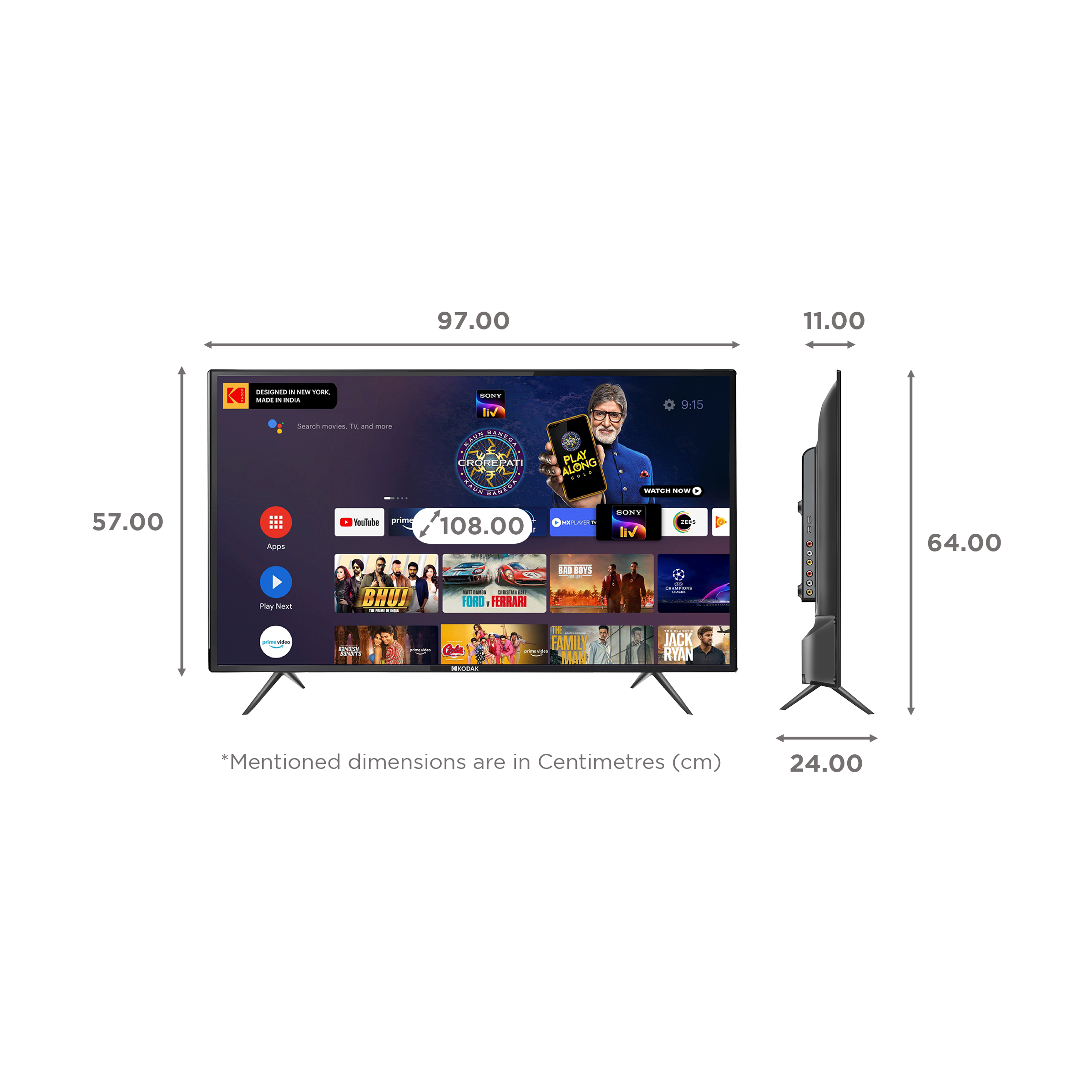 KODAK 7X Pro 109 cm (43 inch) Full HD LED Smart Android TV with Google Assistant (2021 model) KODAK 7X Pro 109 cm (43 inch) Full HD LED Smart Android TV with Google Assistant (2021 model)_2