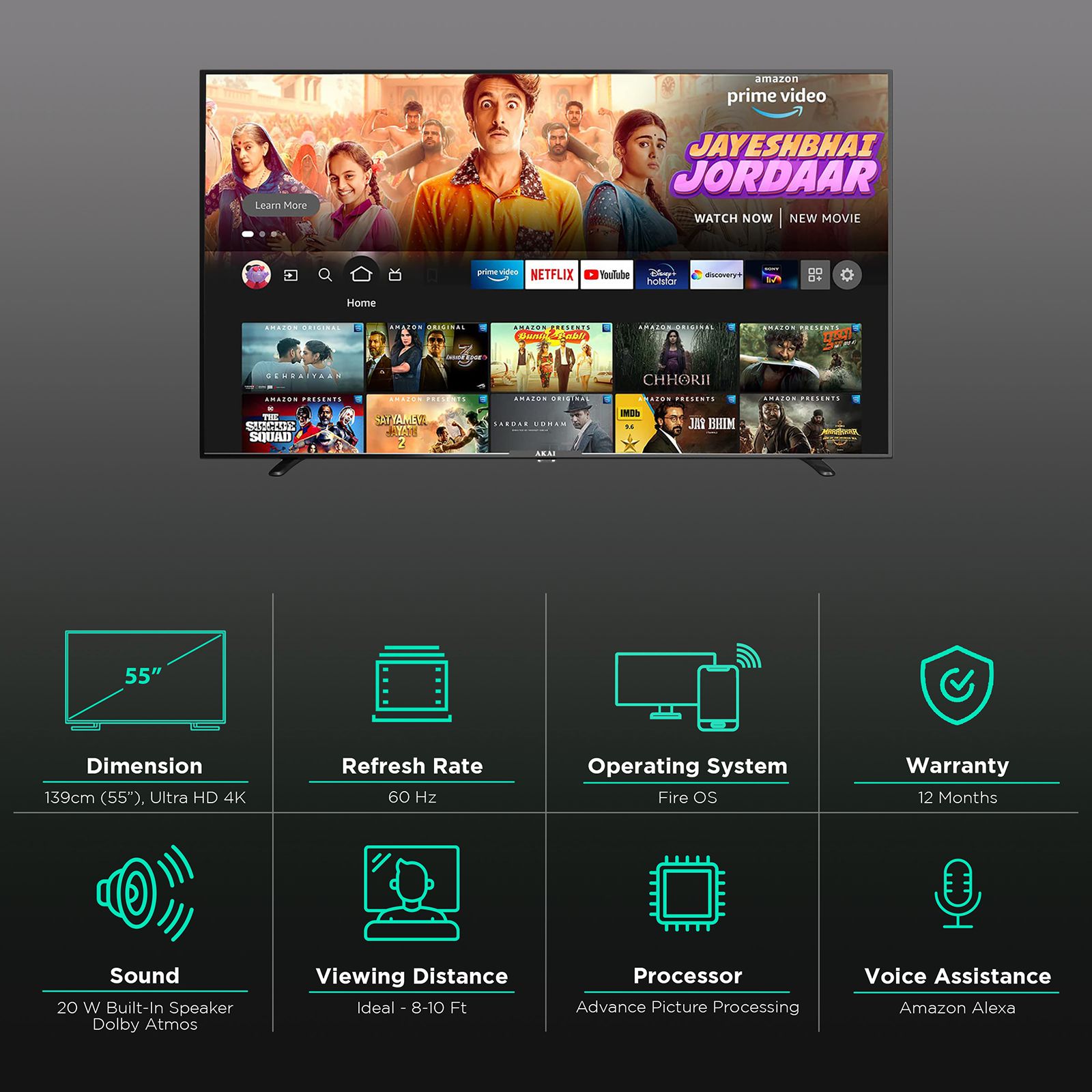 AKAI 140 cm (55 inch) 4K Ultra HD LED Fire TV with Alexa Compatibility (2021 model) AKAI 140 cm (55 inch) 4K Ultra HD LED Fire TV with Alexa Compatibility (2021 model)_2