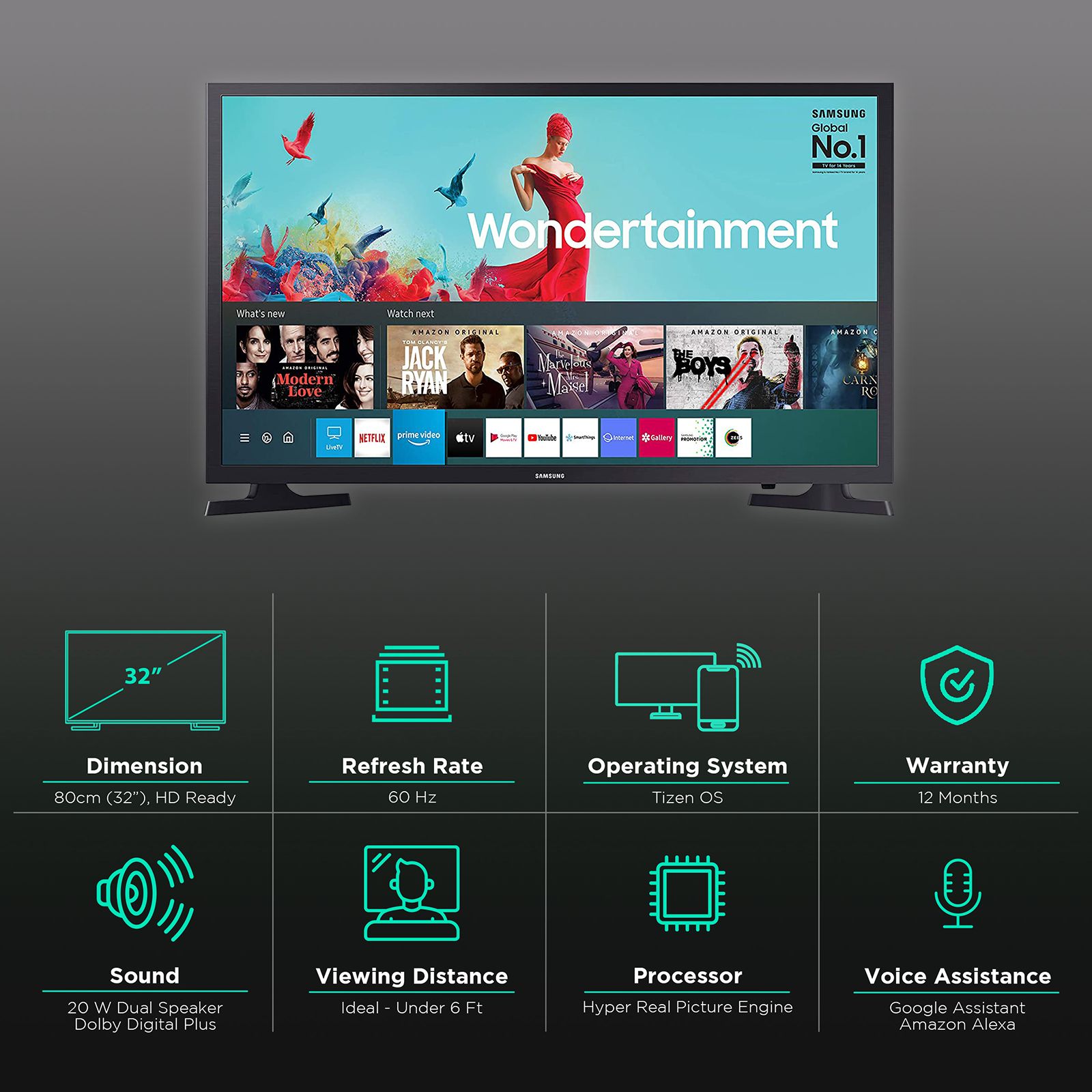 SAMSUNG Series 4 80 cm (32 inch) HD Ready LED Tizen Smart TV with Alexa Compatibility_3