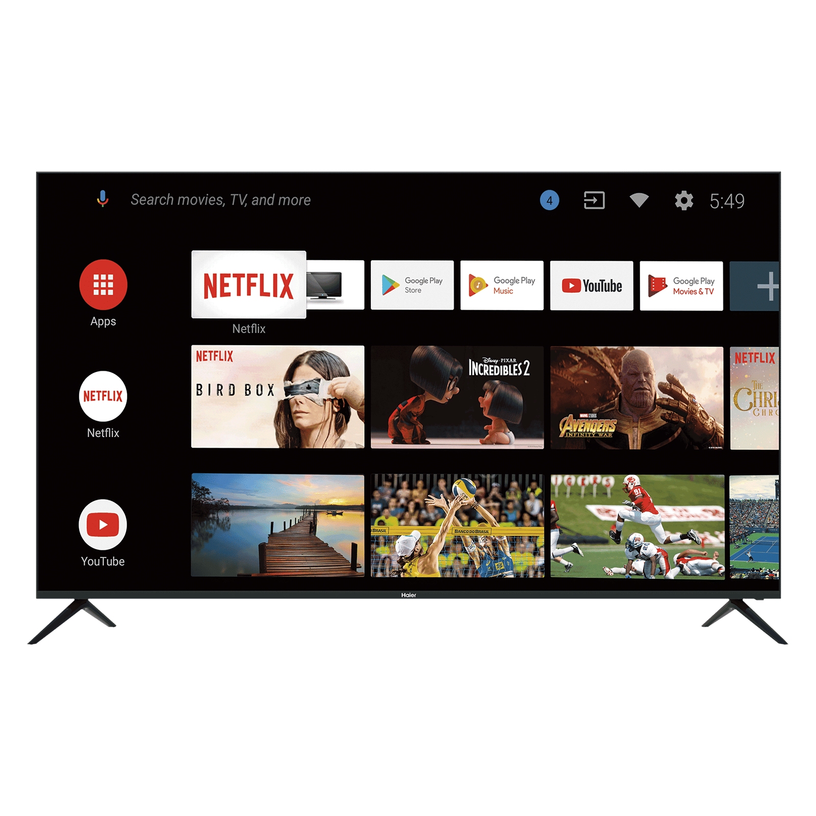 Haier 140 cm (55 inch) 4K Ultra HD LED Android TV with Google Assistant (2020 model) Haier 140 cm (55 inch) 4K Ultra HD LED Android TV with Google Assistant (2020 model)_1