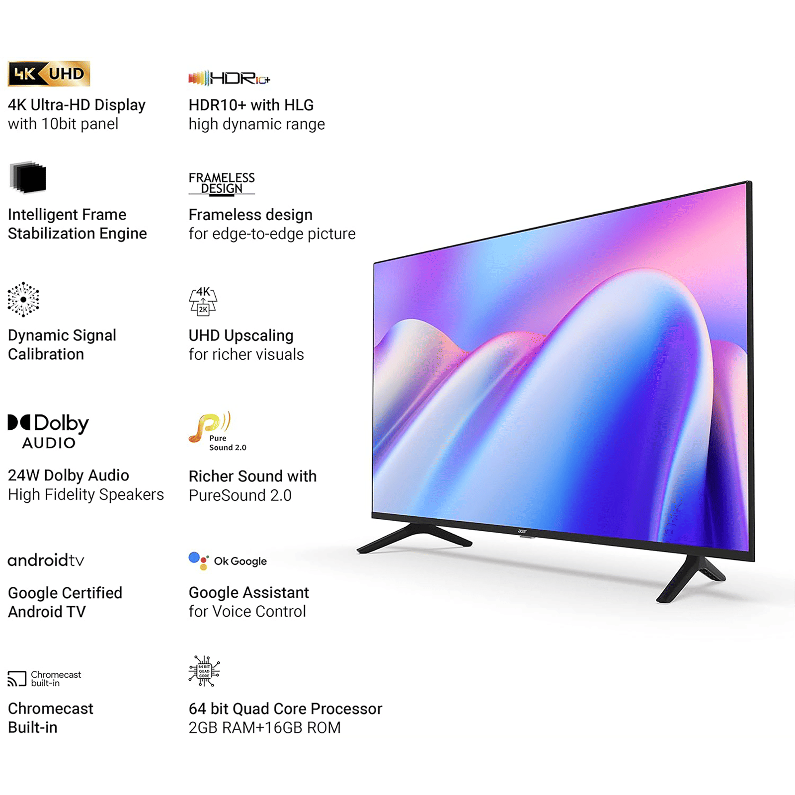 Acer Frameless 108 cm (43 inch) 4K Ultra HD LED Android TV with Google Assistant Acer Frameless 108 cm (43 inch) 4K Ultra HD LED Android TV with Google Assistant_12