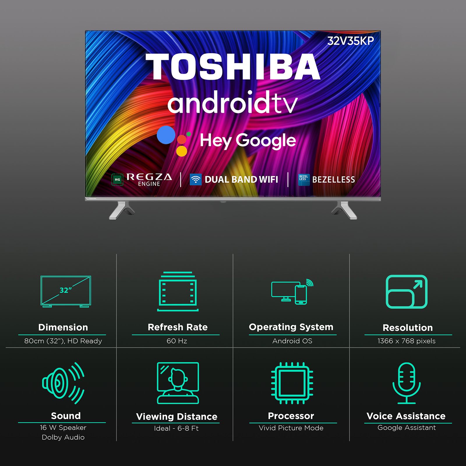 TOSHIBA V35KP 80 cm (32 inch) HD Ready LED Smart Android TV with Google Assistant TOSHIBA V35KP 80 cm (32 inch) HD Ready LED Smart Android TV with Google Assistant_2