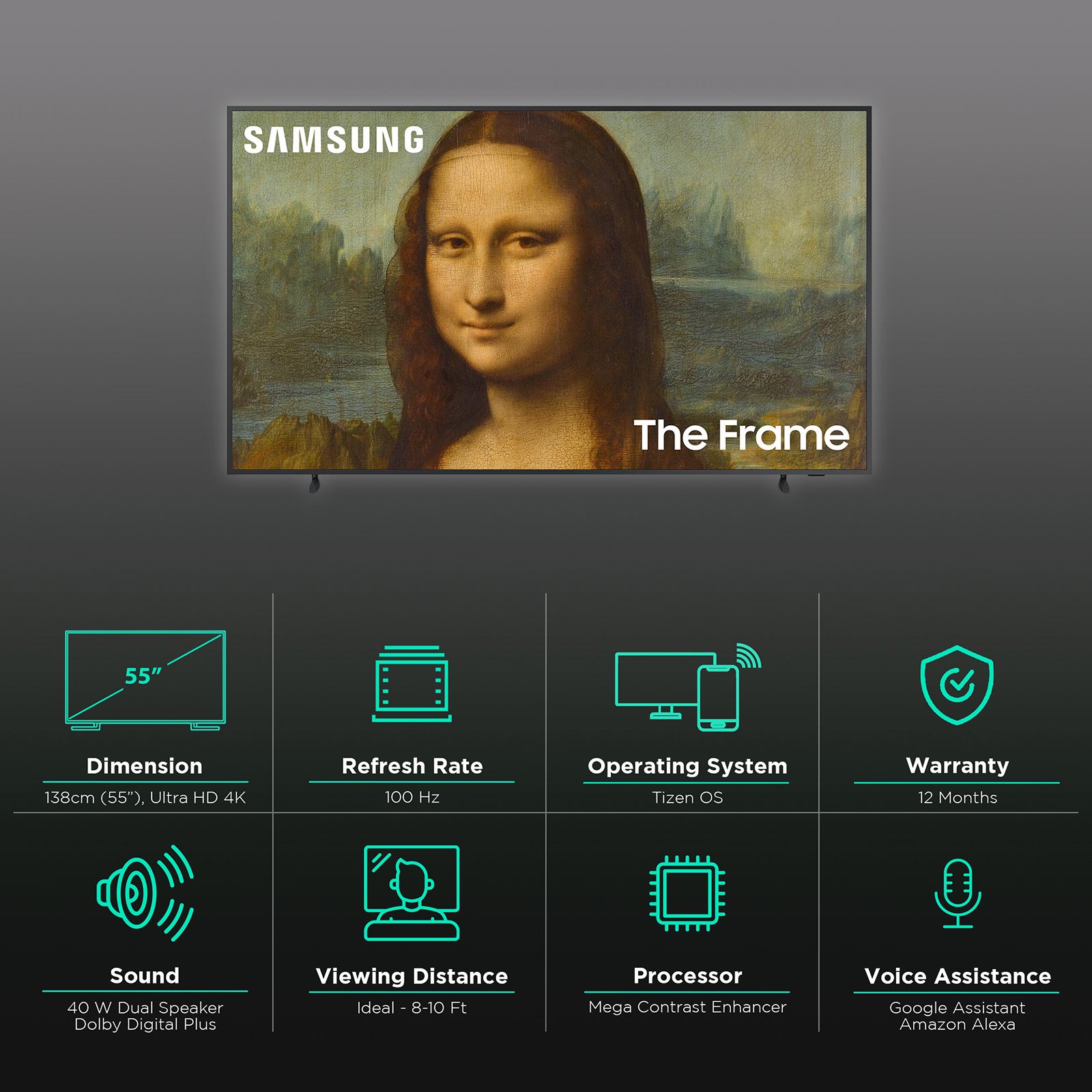 SAMSUNG LS Frame Series 138 cm (55 inch) QLED 4K Ultra HD Tizen TV with Alexa Compatibility_3