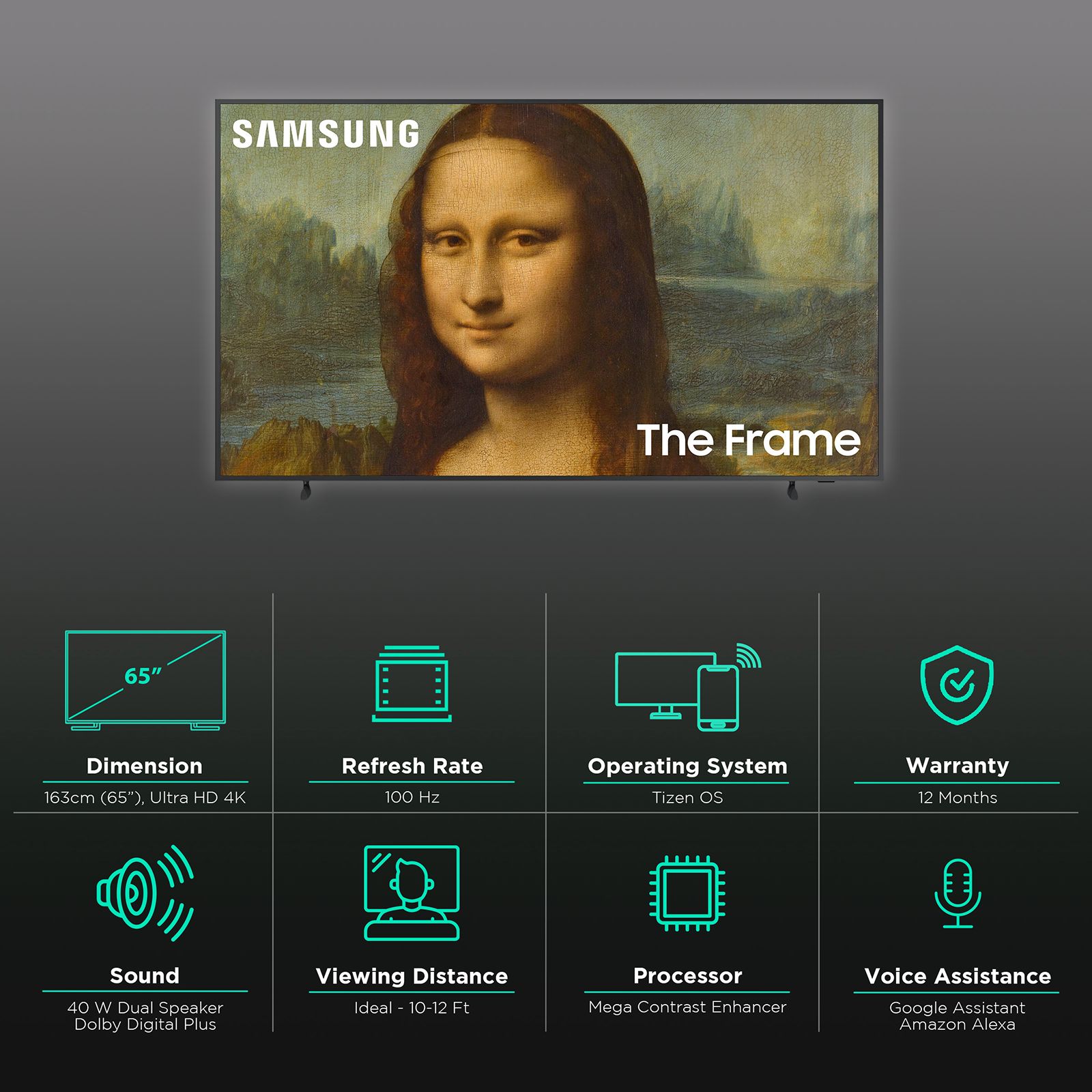 SAMSUNG LS Frame Series 165 cm (65 inch) QLED 4K Ultra HD Tizen TV with Alexa Compatibility_3