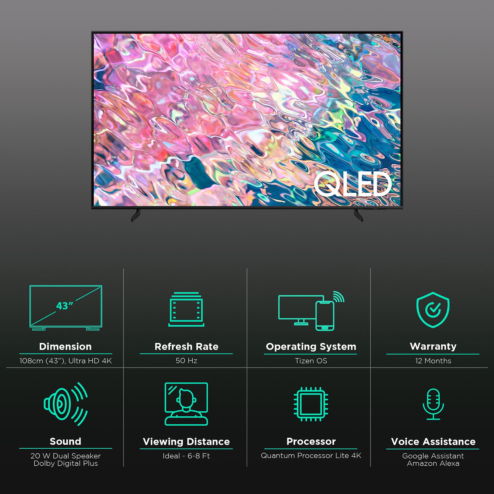SAMSUNG Series 6 109 cm (43 inch) QLED 4K Ultra HD Tizen TV with Alexa Compatibility_3