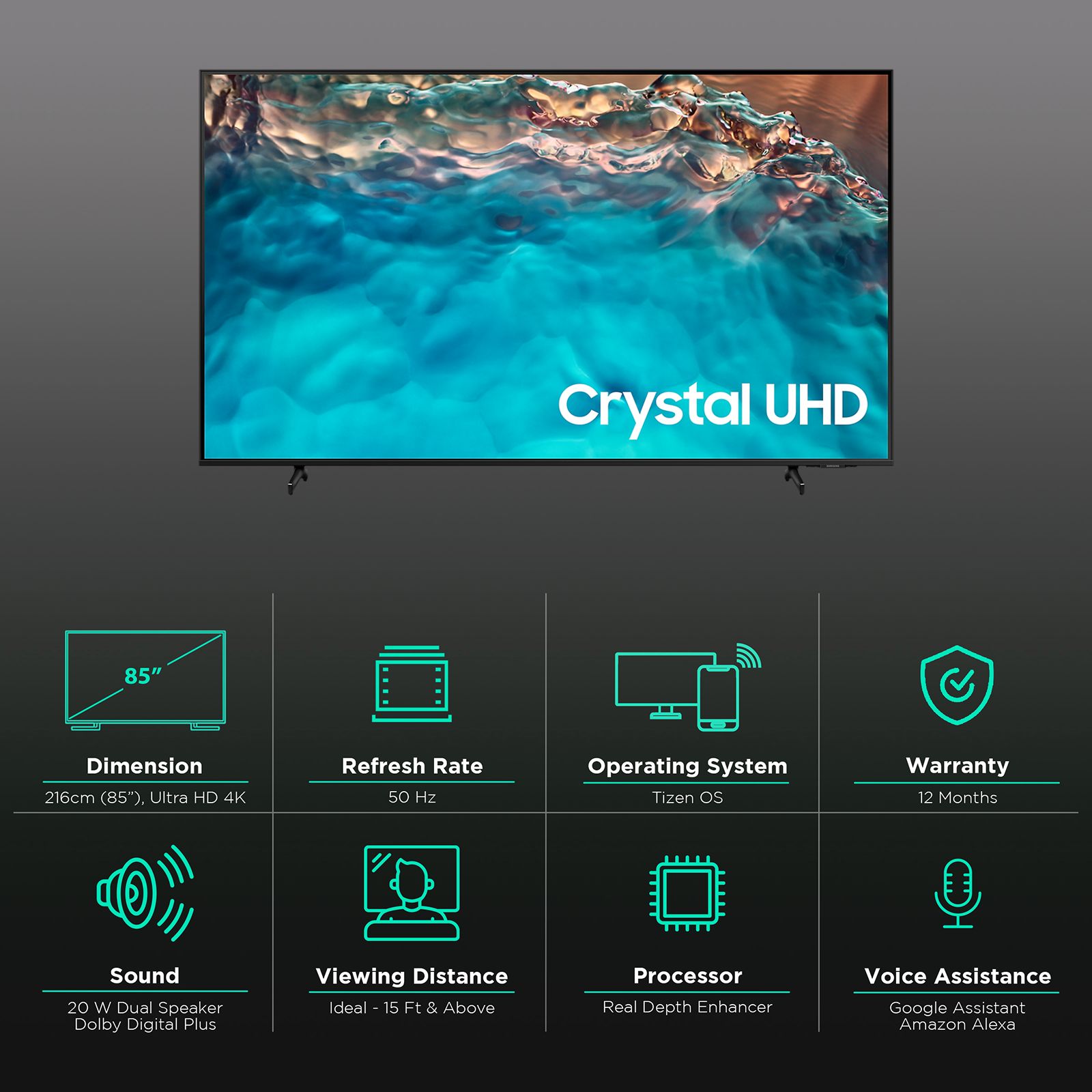 SAMSUNG Series 8 216 cm (85 inch) 4K Ultra HD LED Tizen TV with Alexa Compatibility_3