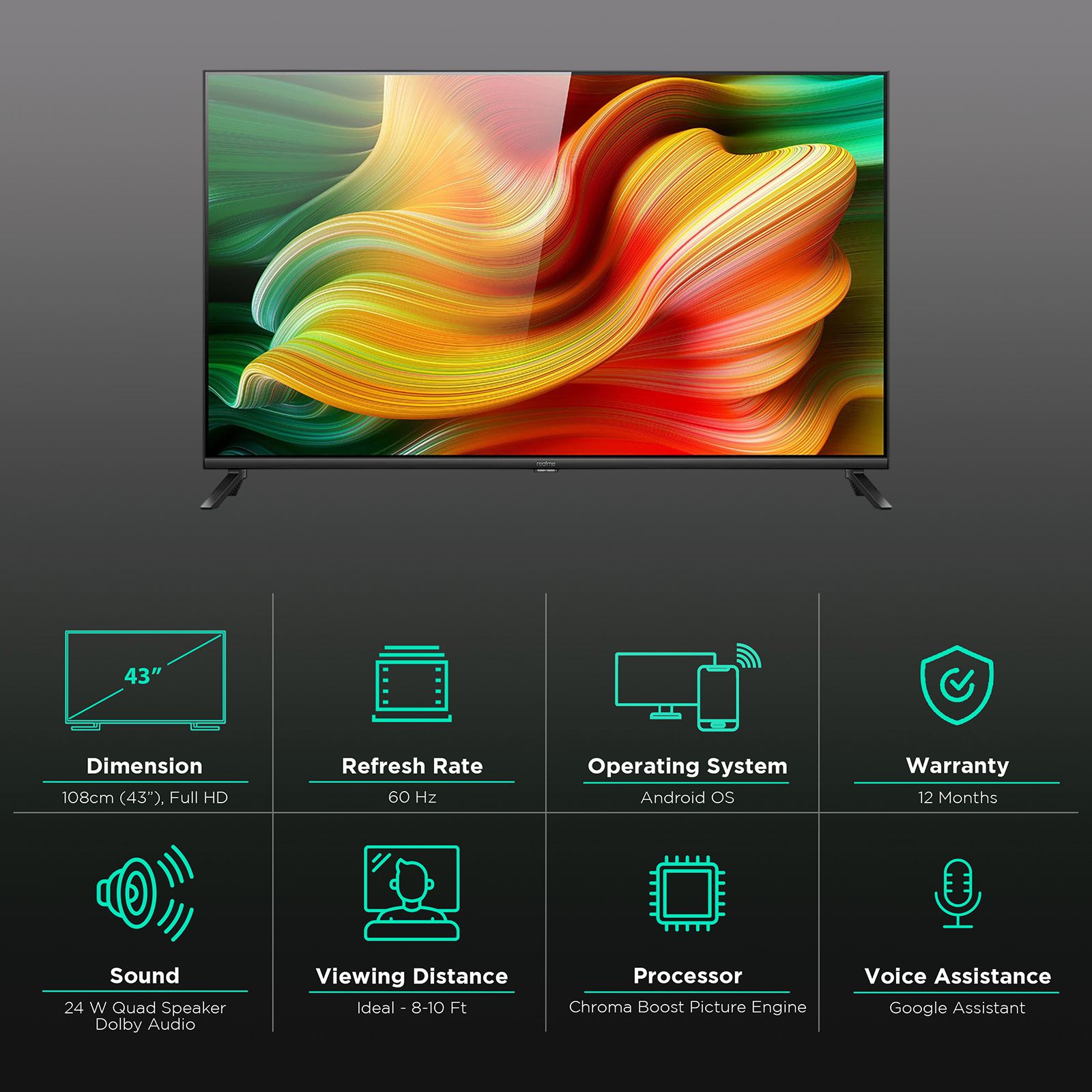 realme 109 cm (43 inch) Full HD LED Smart Android TV with Google Assistant realme 109 cm (43 inch) Full HD LED Smart Android TV with Google Assistant_3