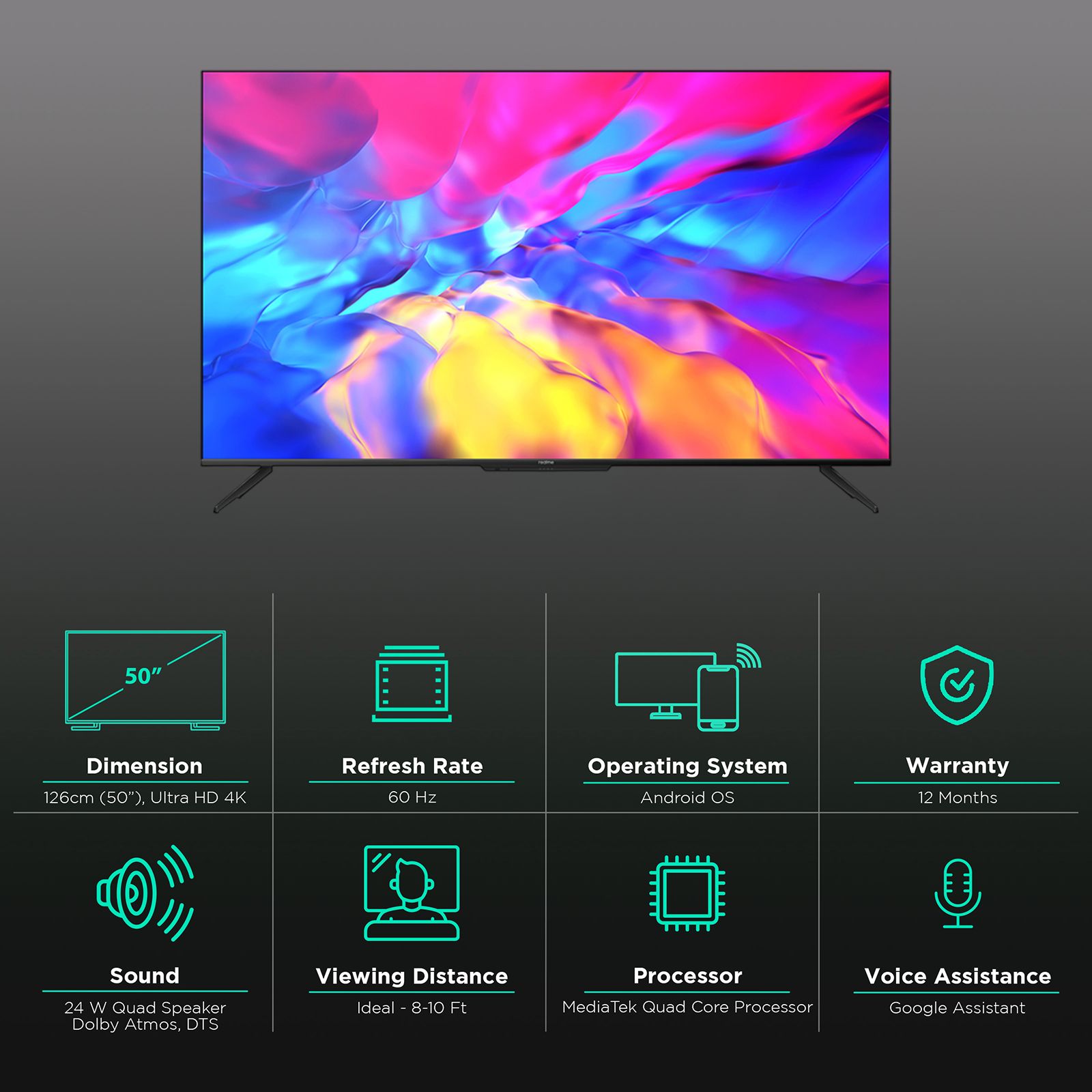 realme 126 cm (50 inch) 4K Ultra HD LED Android TV with Google Assistant (2021 model) realme 126 cm (50 inch) 4K Ultra HD LED Android TV with Google Assistant (2021 model)_3