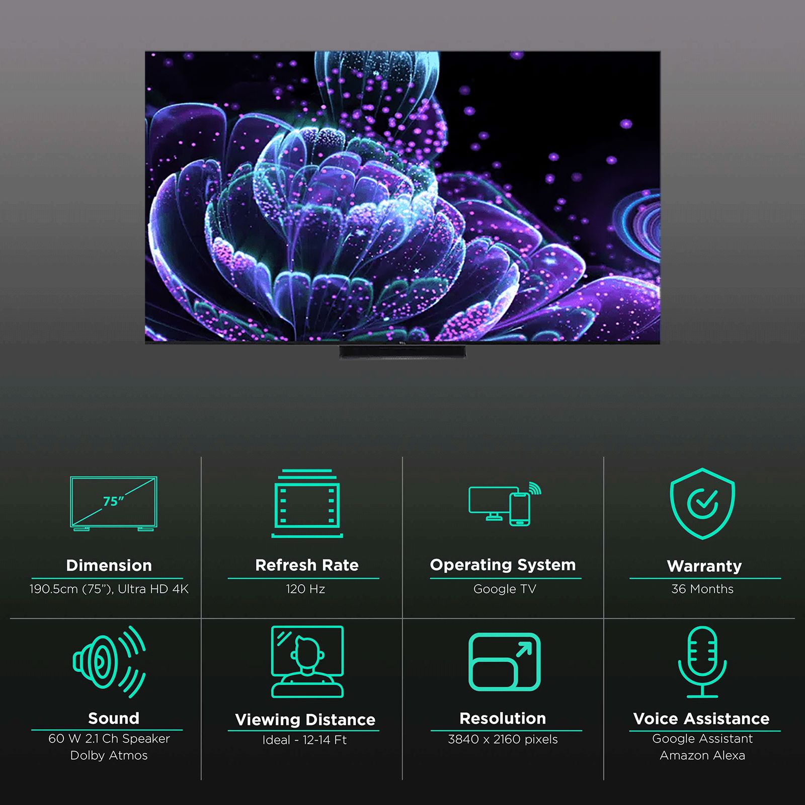 TCL C835 190 cm (75 inch) 4K Ultra HD QLED Smart Android TV with Voice Assistance (2022 model) TCL C835 190 cm (75 inch) 4K Ultra HD QLED Smart Android TV with Voice Assistance (2022 model)_3