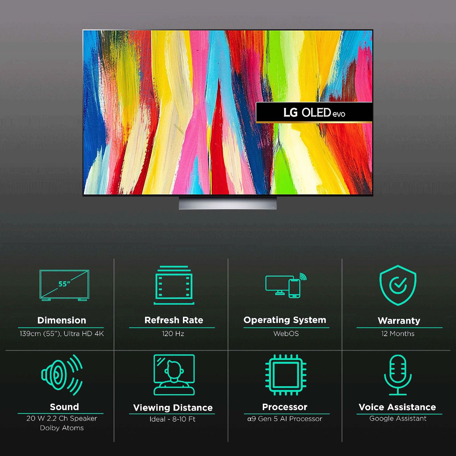 LG C2X 140 cm (55 inch) 4K Ultra HD OLED WebOS TV with Voice Assistance (2022 model)_3