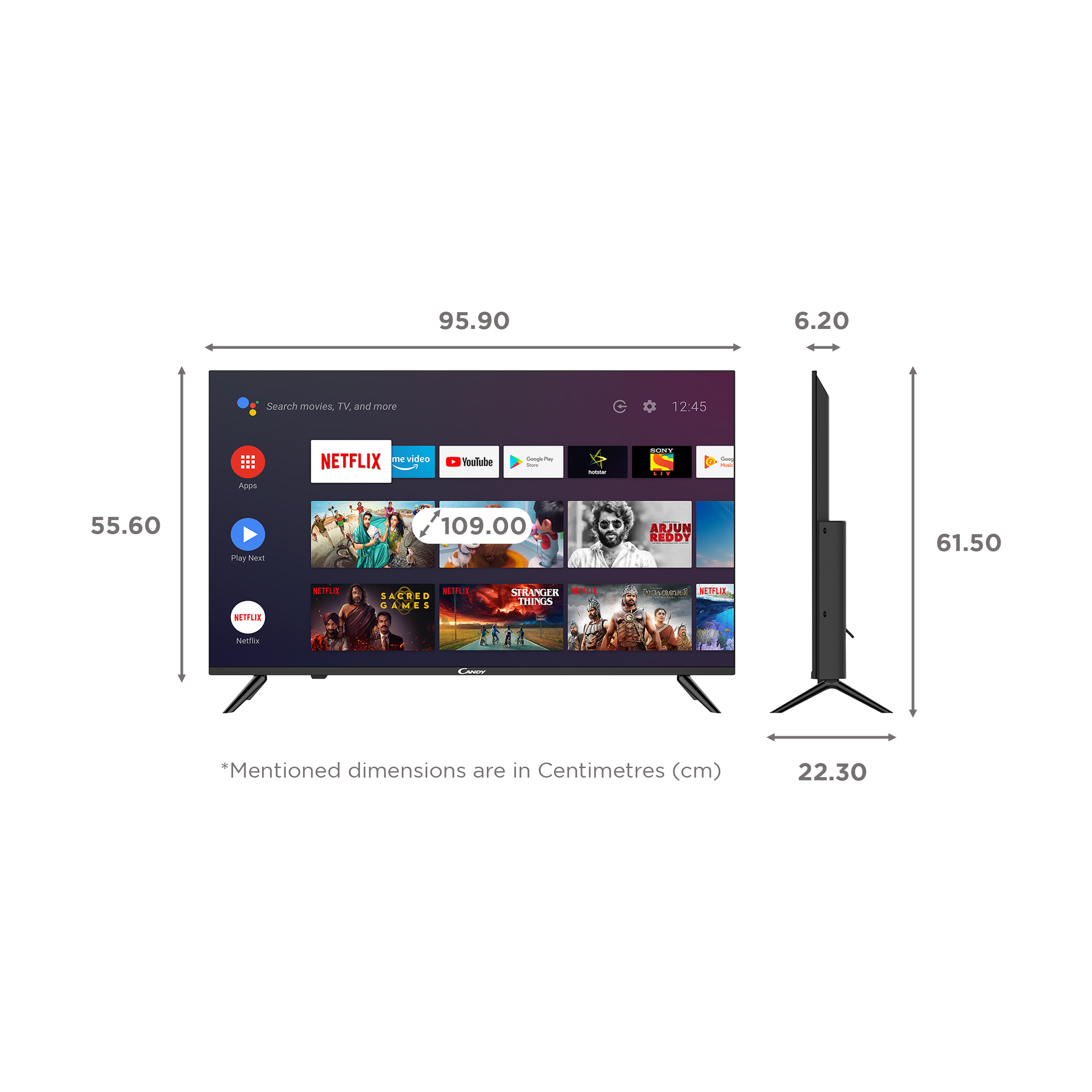CANDY KA66 109 cm (43 inch) Full HD LED Smart Android TV with Google Assistant (2021 model) CANDY KA66 109 cm (43 inch) Full HD LED Smart Android TV with Google Assistant (2021 model)_2