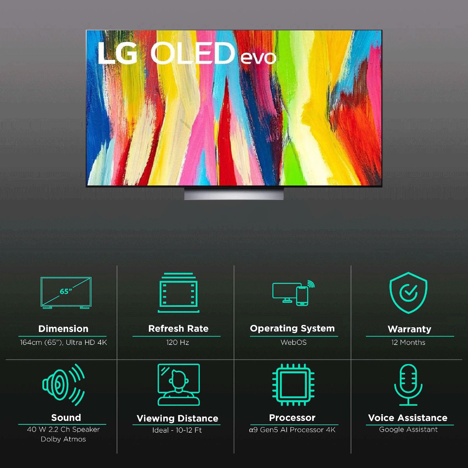 LG evo C2X 165 cm (65 inch) 4K Ultra HD OLED Smart WebOS TV with Voice Assistance (2022 model)_3