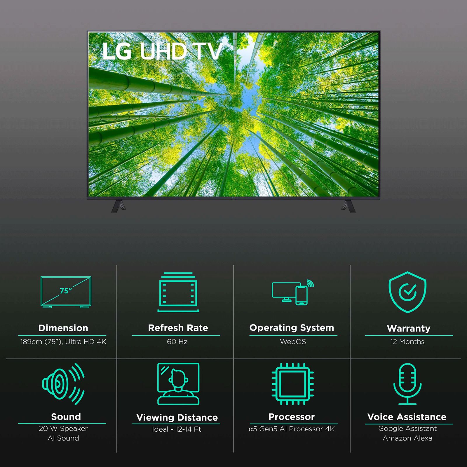 LG UQ80 190 cm (75 inch) 4K Ultra HD LED Smart WebOS TV with Voice Assistance (2022 model) LG UQ80 190 cm (75 inch) 4K Ultra HD LED Smart WebOS TV with Voice Assistance (2022 model)_3