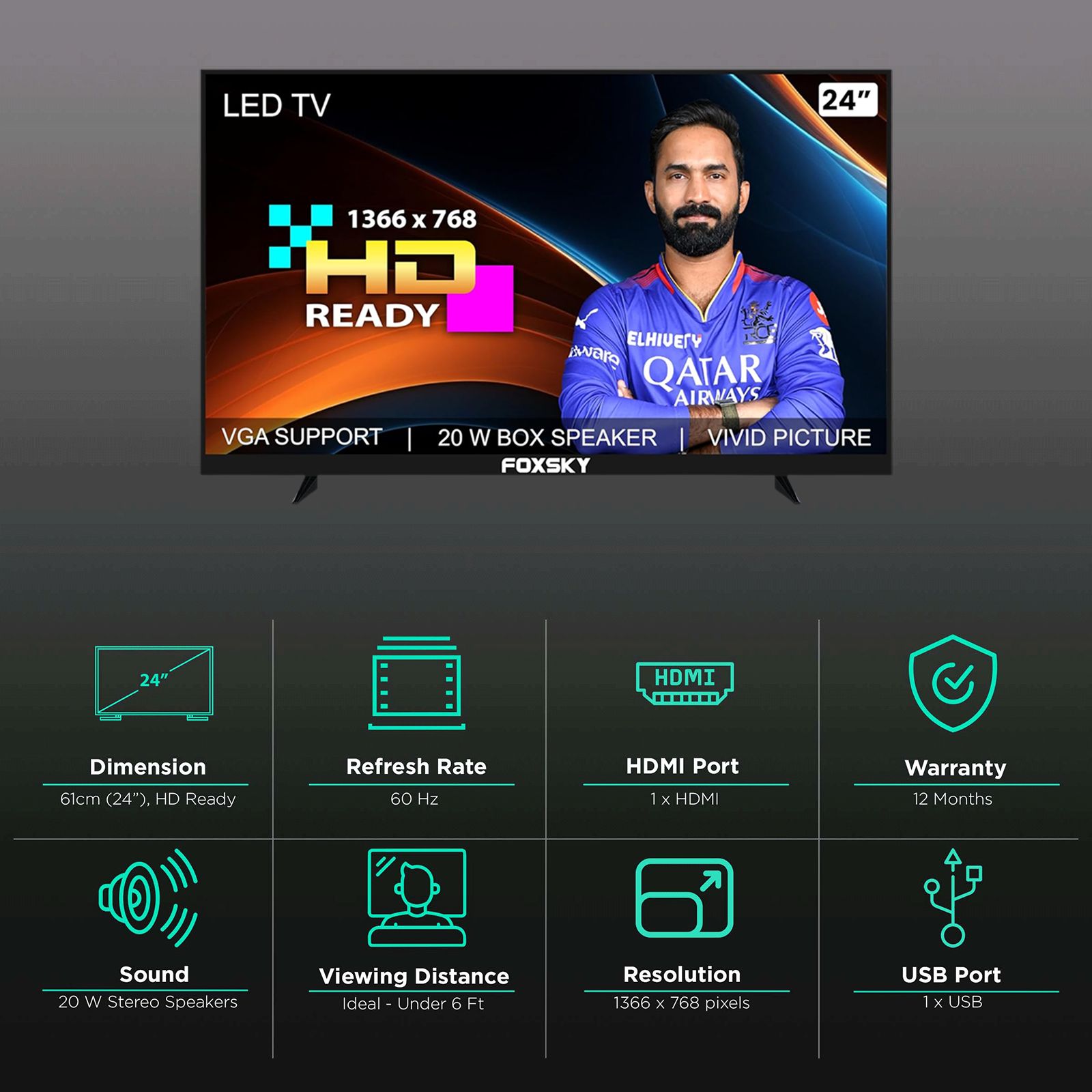 FOXSKY 60 cm (24 inch) HD Ready LED TV with A+ Grade Panel (2021 model)_3