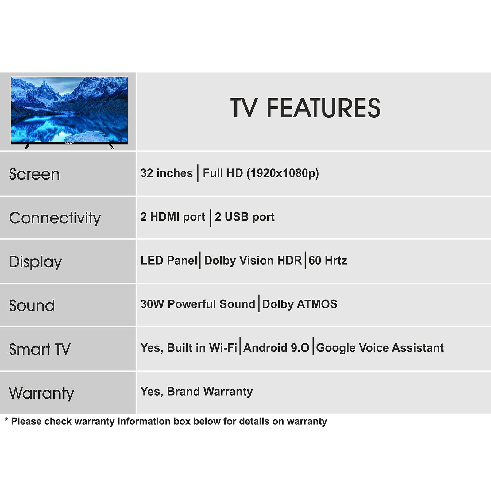 FOXSKY FS-VS 80 cm (32 inch) HD Ready LED Smart Android TV with Google Assistant (2021 model)_9