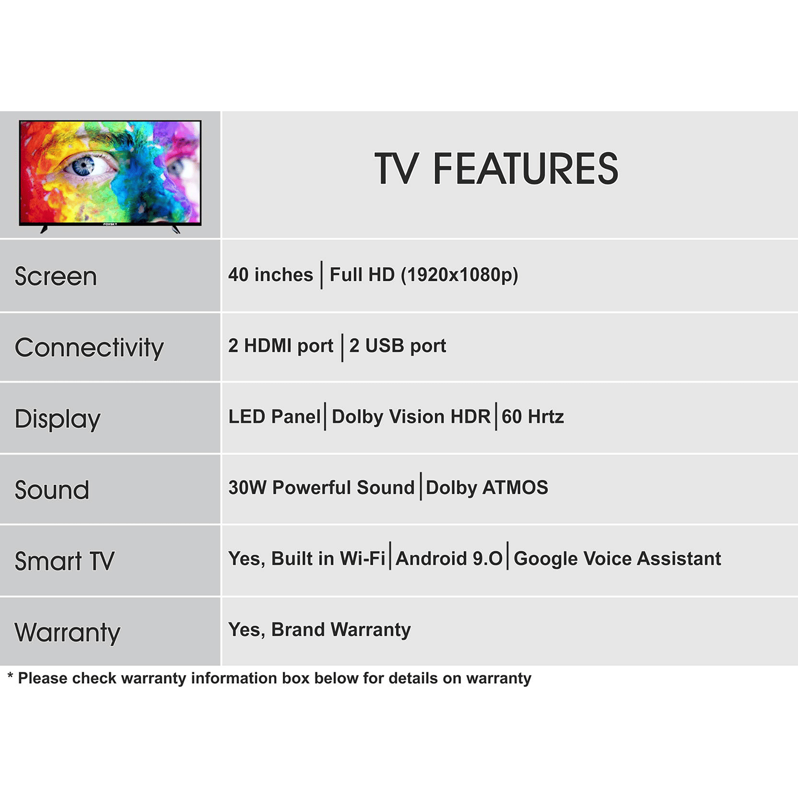 FOXSKY 100 cm (40 inch) Full HD LED Smart Android TV with Google Voice Assistant (2021 model) FOXSKY 100 cm (40 inch) Full HD LED Smart Android TV with Google Voice Assistant (2021 model)_12