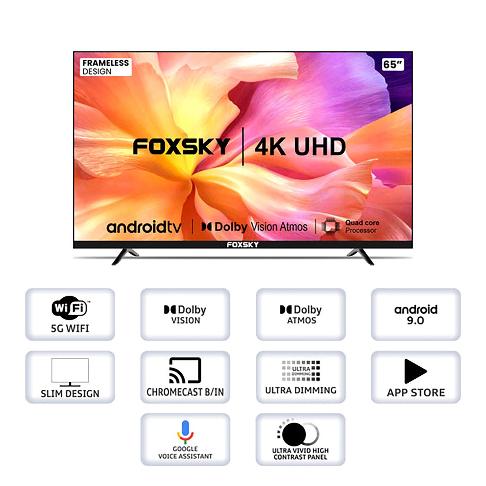 Foxsky 165 cm (65 inch) 4K Ultra HD LED Smart Android TV with Google Assistant (2021 model)_9