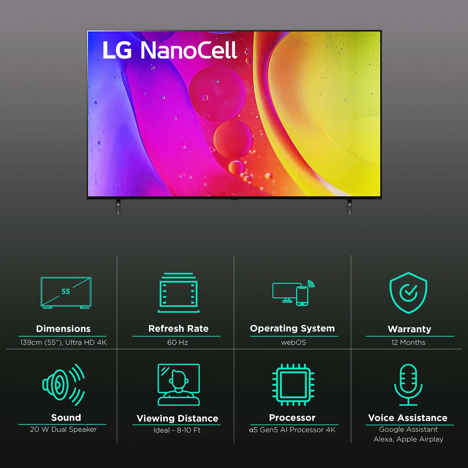 LG Nano80 140 cm (55 inch) 4K Ultra HD Nano Cell WebOS TV with Voice Assistance (2022 model) LG Nano80 140 cm (55 inch) 4K Ultra HD Nano Cell WebOS TV with Voice Assistance (2022 model)_3
