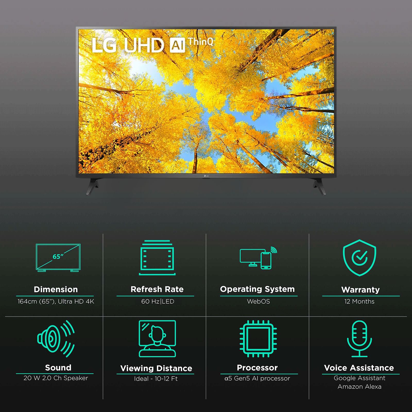 LG UQ75 165 cm (65 inch) 4K Ultra HD LED Smart WebOS TV with Voice Assistance (2022 model) LG UQ75 165 cm (65 inch) 4K Ultra HD LED Smart WebOS TV with Voice Assistance (2022 model)_3