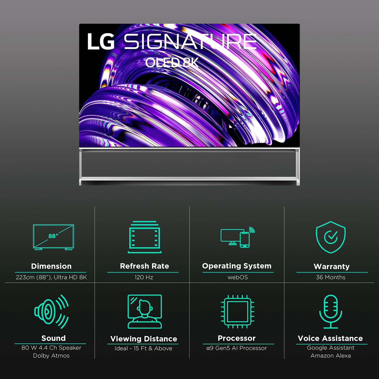LG Z2 223 cm (88 inch) OLED 8K Ultra HD WebOS TV with Dolby Vision & Dolby Atmos (2022 model)_2