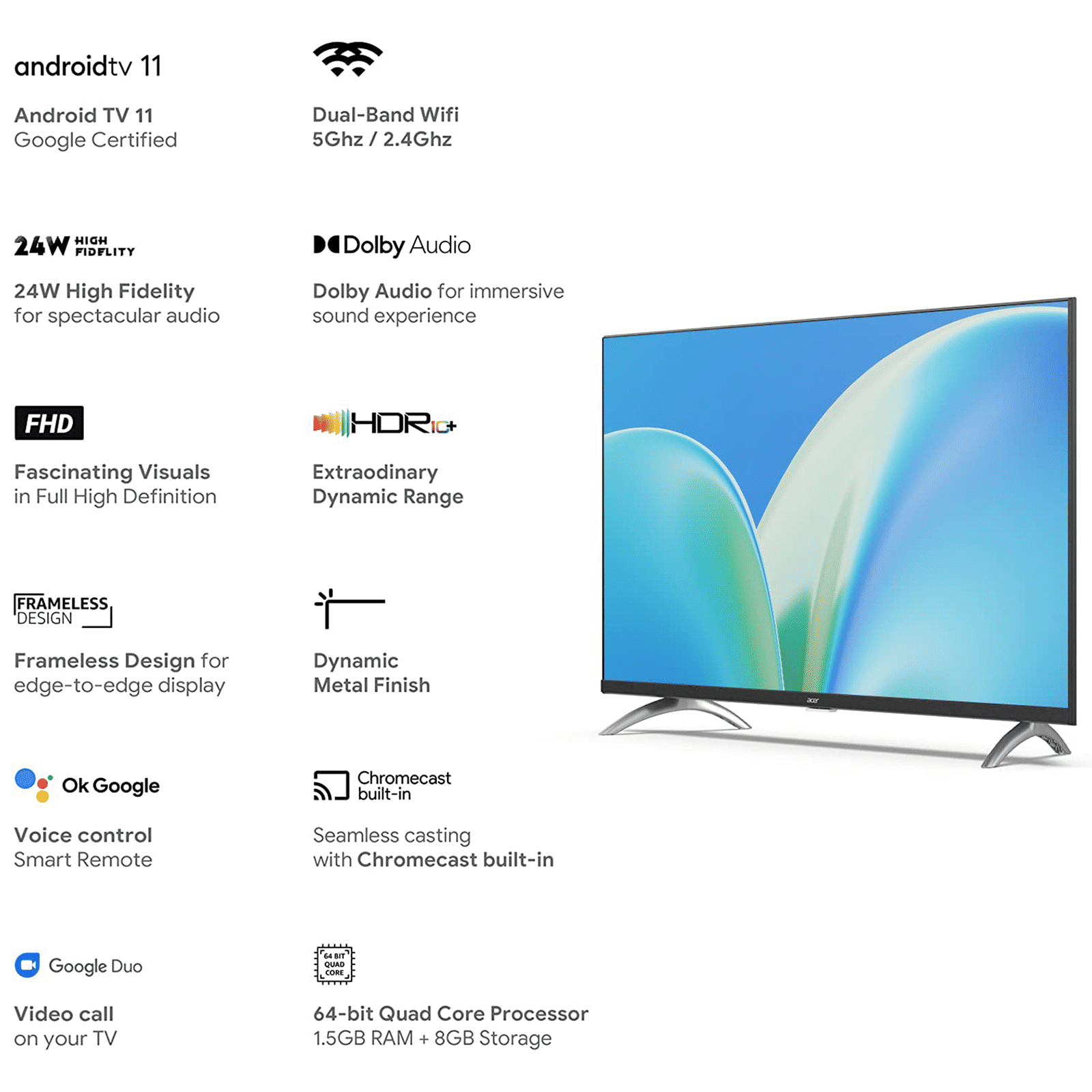 acer P Series 100 cm (40 inch) Full HD LED Android TV with Dolby Audio acer P Series 100 cm (40 inch) Full HD LED Android TV with Dolby Audio_8