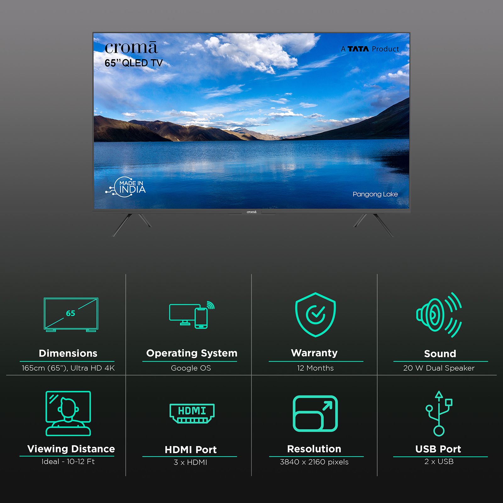 Croma 165 cm (65 inch) QLED 4K Ultra HD Google TV with Dolby Atmos Croma 165 cm (65 inch) QLED 4K Ultra HD Google TV with Dolby Atmos_3