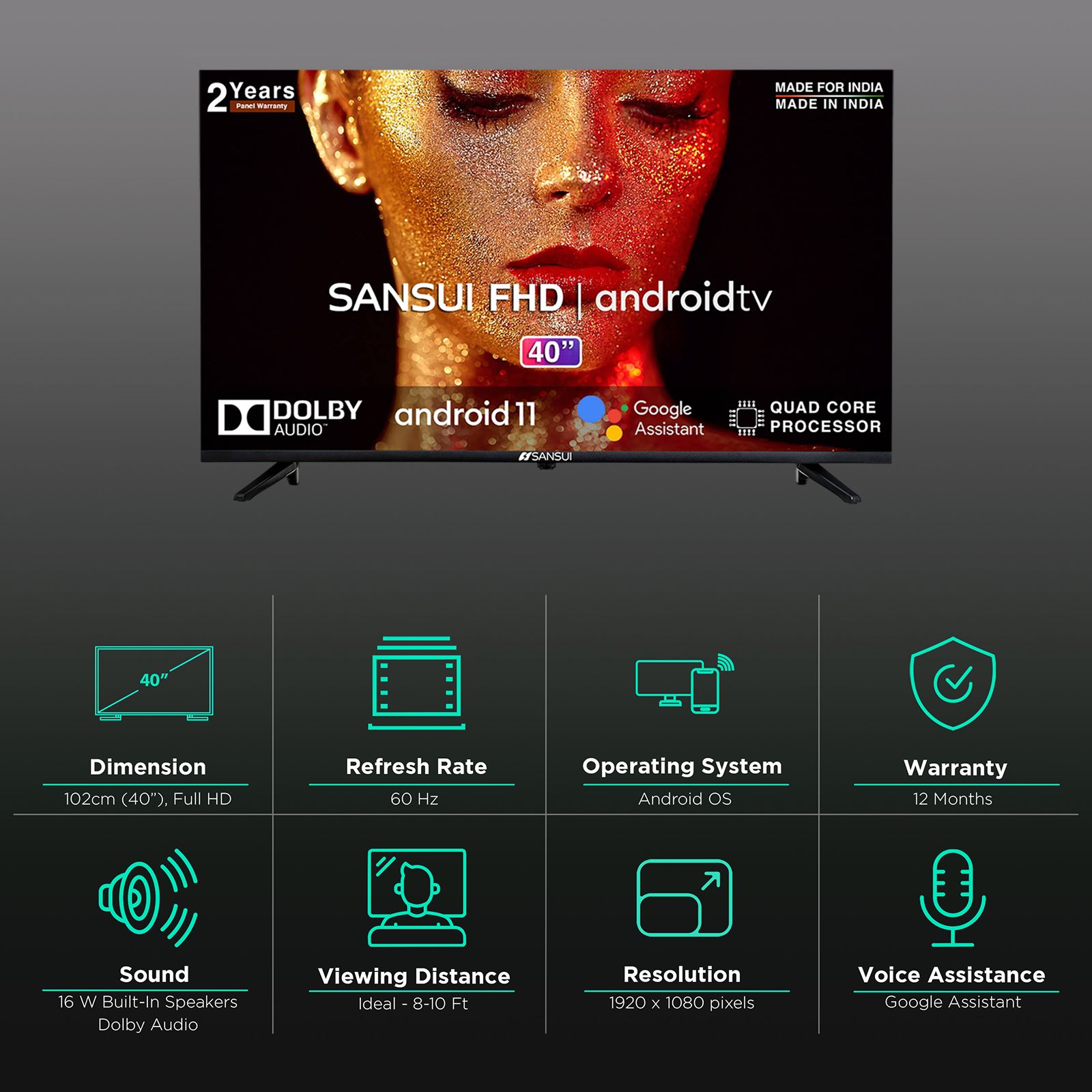SANSUI 100 cm (40 inch) Full HD Smart Android TV with Dolby Audio (2021 model)_3