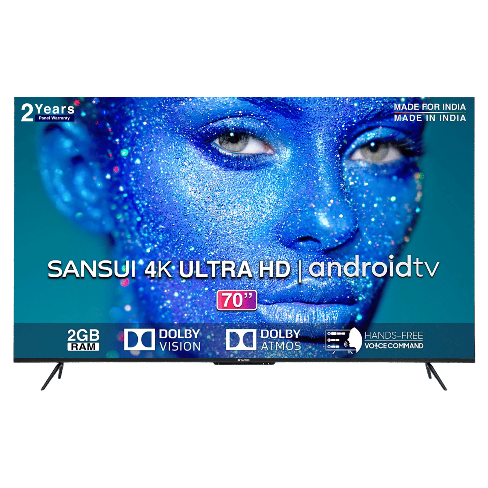 SANSUI 178 cm (70 inch) 4K Ultra HD LED Android TV with Dolby Vision & Dolby Atmos (2022 model) SANSUI 178 cm (70 inch) 4K Ultra HD LED Android TV with Dolby Vision & Dolby Atmos (2022 model)_1
