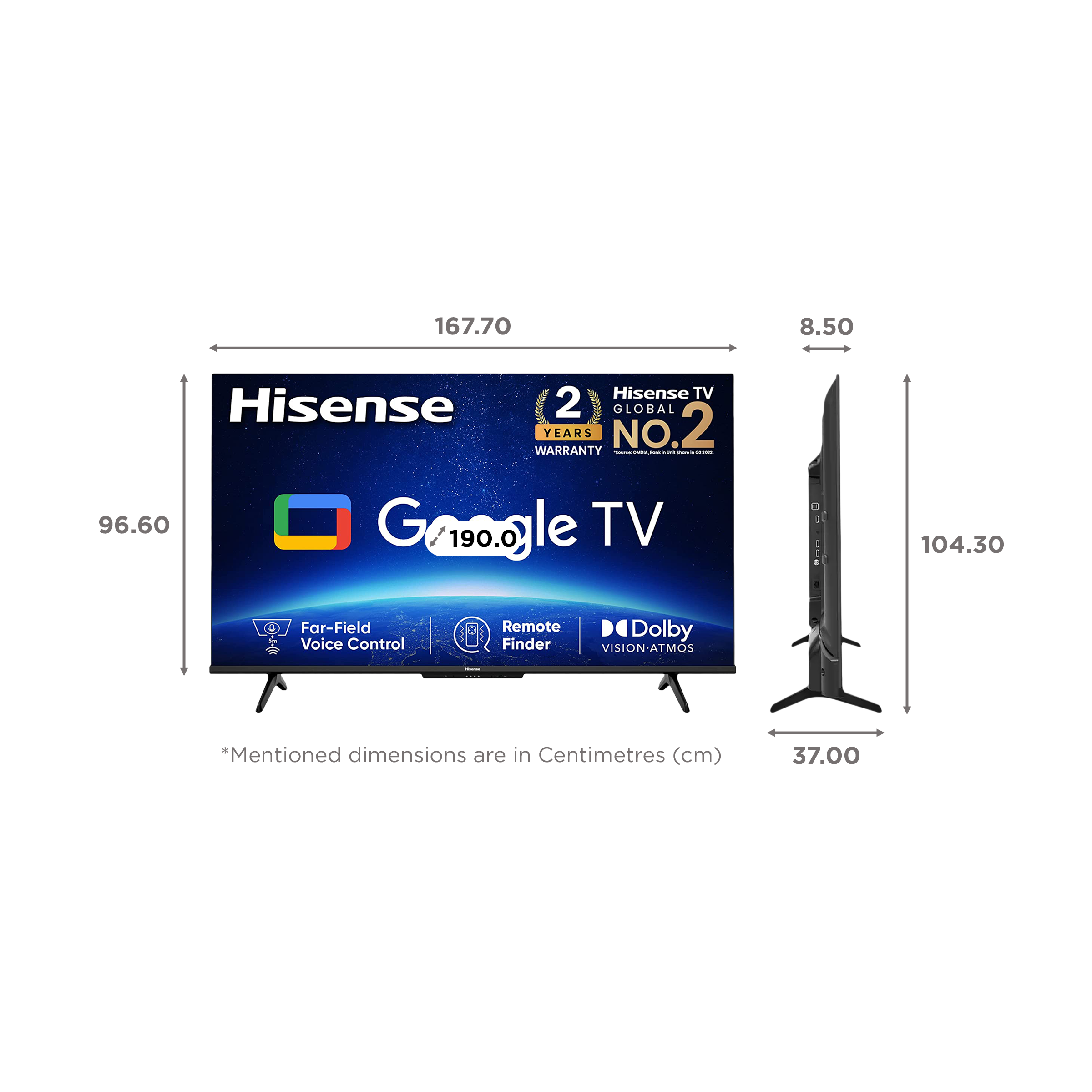 Hisense Bezelless 190 cm (75 inch) LED 4K Ultra HD Google TV with Dolby Vision (2022 model)_2