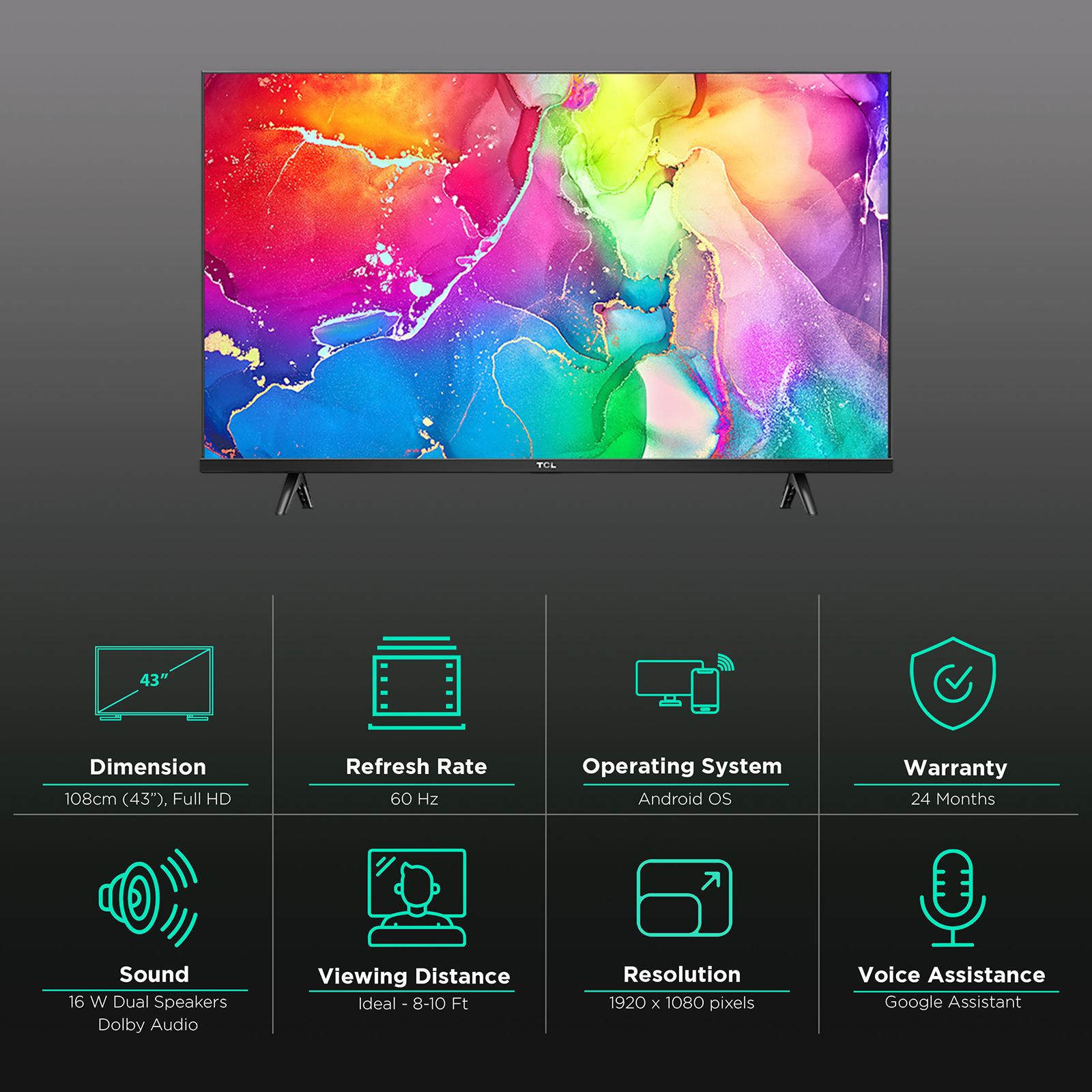 TCL S Series 109 cm (43 inch) Full HD Ready LED Smart Android TV with Google Assistant TCL S Series 109 cm (43 inch) Full HD Ready LED Smart Android TV with Google Assistant_3
