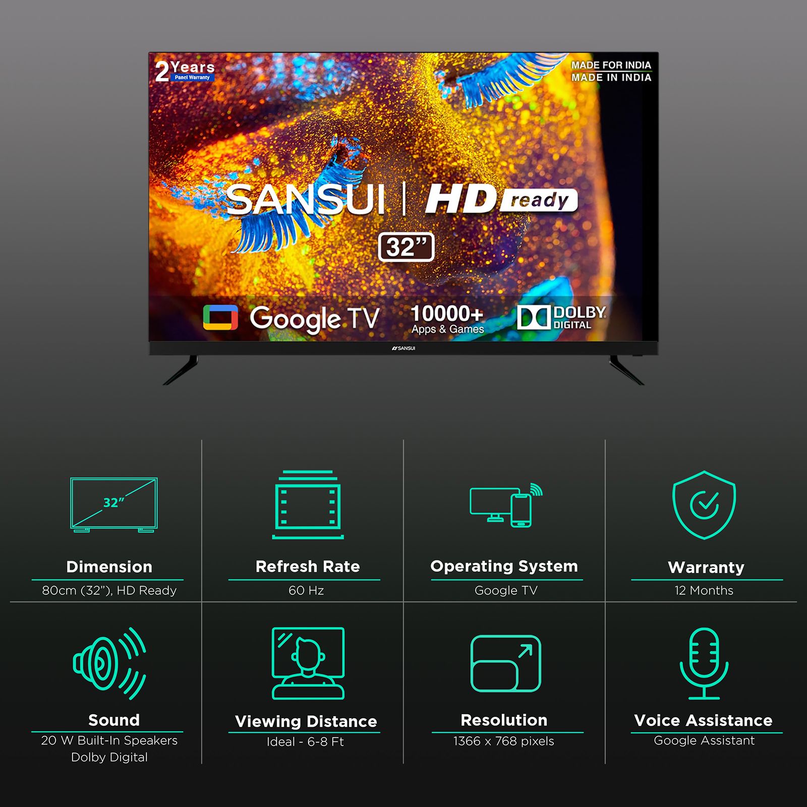 SANSUI 80 cm (32 inch) HD Ready LED Smart Google TV with Dolby Audio (2023 model)_3