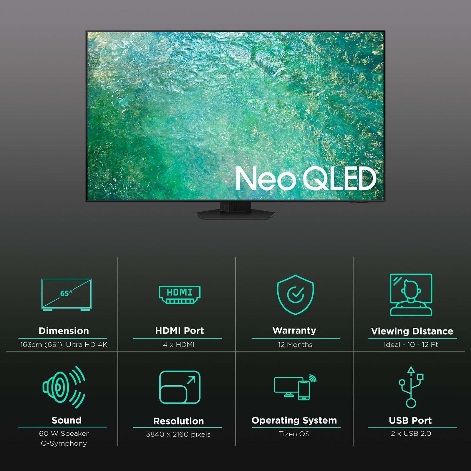SAMSUNG 8 Series 165 cm (65 inch) 4K Ultra HD QLED Tizen TV with Bezel-less Display_3