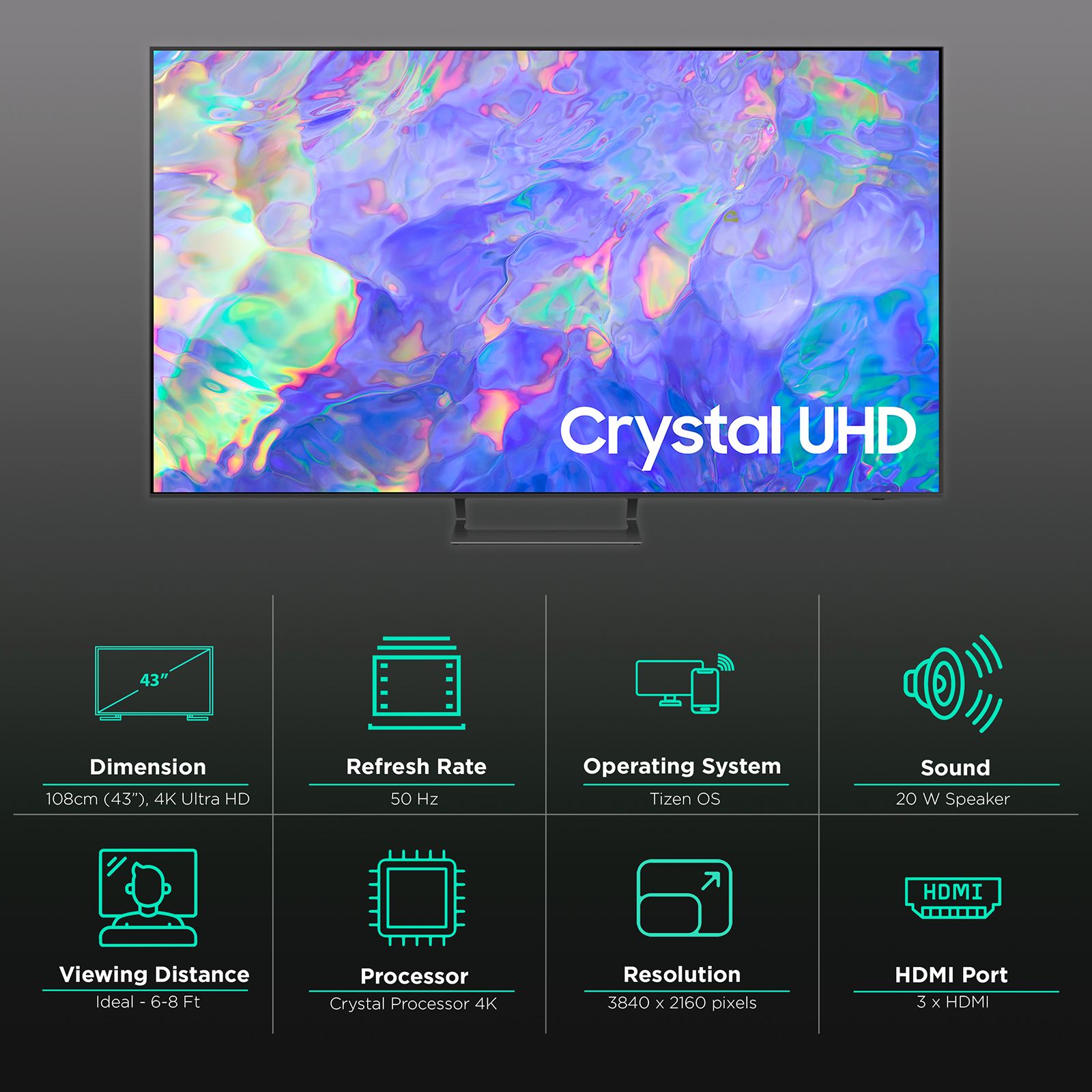 SAMSUNG 8 Series 109 cm (43 inch) 4K Ultra HD LED Tizen TV with Adaptive Sound_3