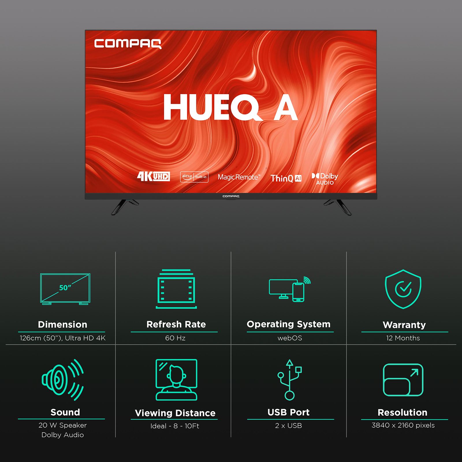 Compaq HUEQ A 126 cm (50 inch) 4K Ultra HD webOS TV with Dolby Audio (2022 model)_3