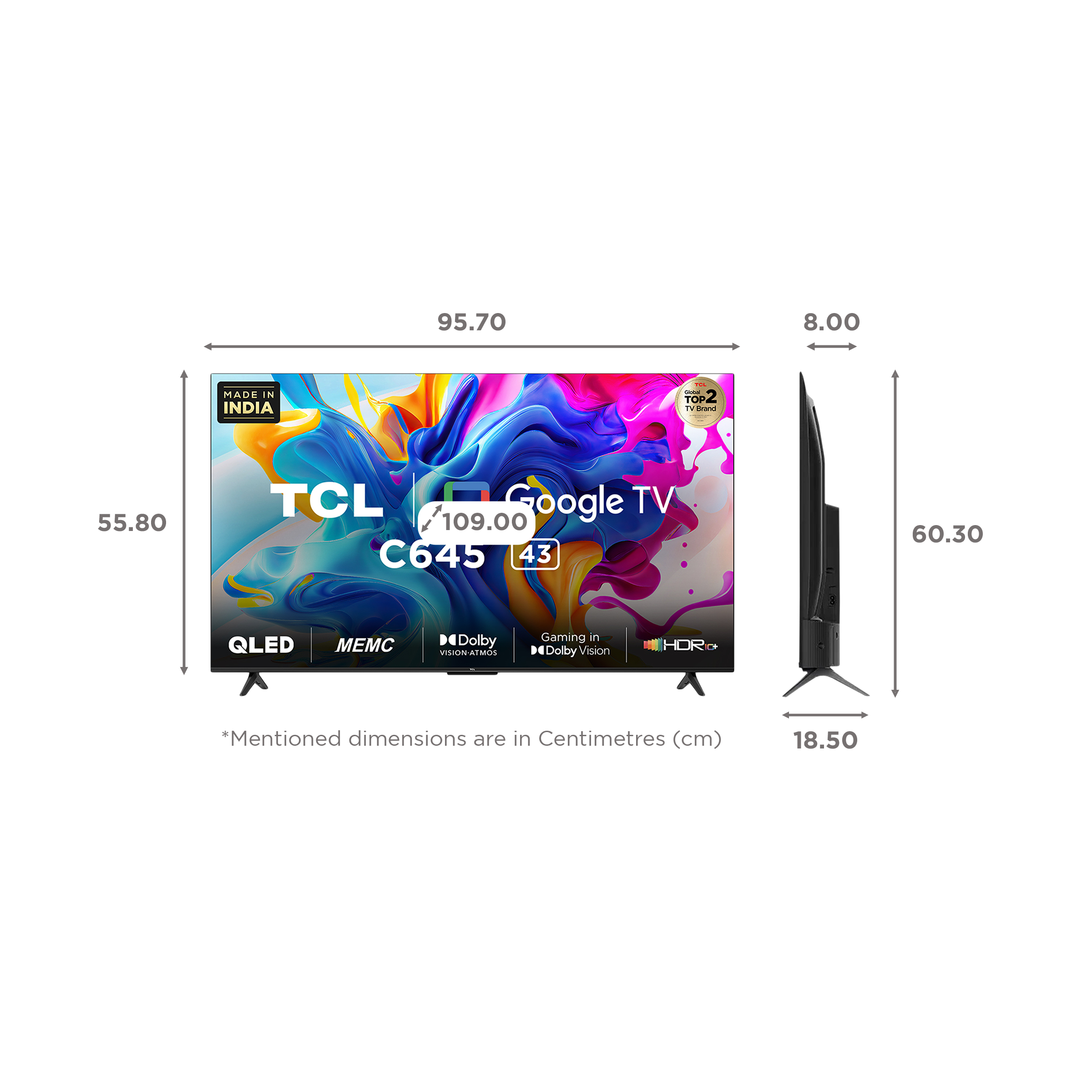 TCL C645 109 cm (43 inch) QLED 4K Ultra HD Google TV with Dolby Audio (2023 model) TCL C645 109 cm (43 inch) QLED 4K Ultra HD Google TV with Dolby Audio (2023 model)_2