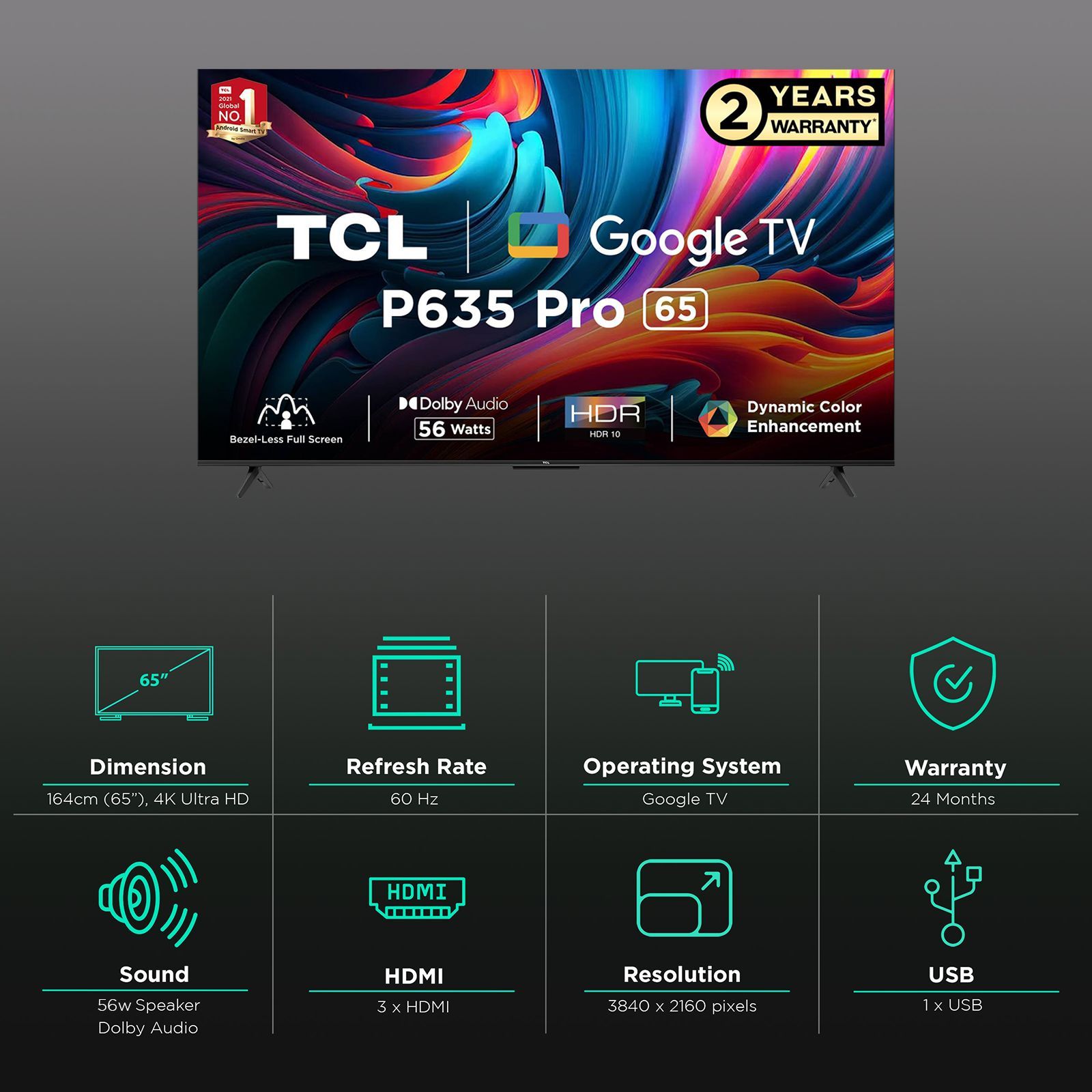 TCL 65P635 Pro 165 cm (65 inch) 4K Ultra HD LED Google TV with Google Assistant_3