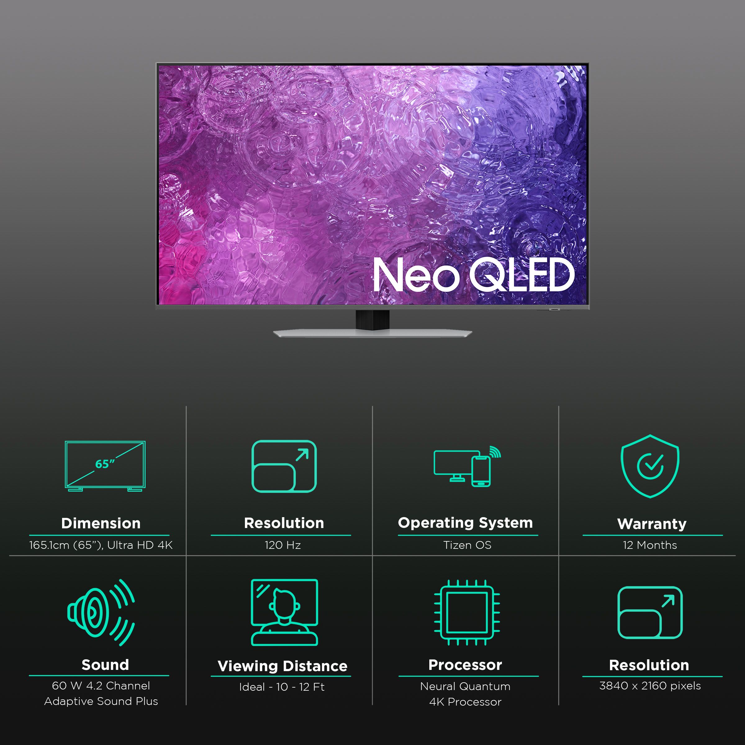 SAMSUNG 9 Series 165 cm (65 inch) Ultra HD 4K Tizen TV with Neural Quantum Processor 4K, 4 Bazel Less, Ultra Slim_3
